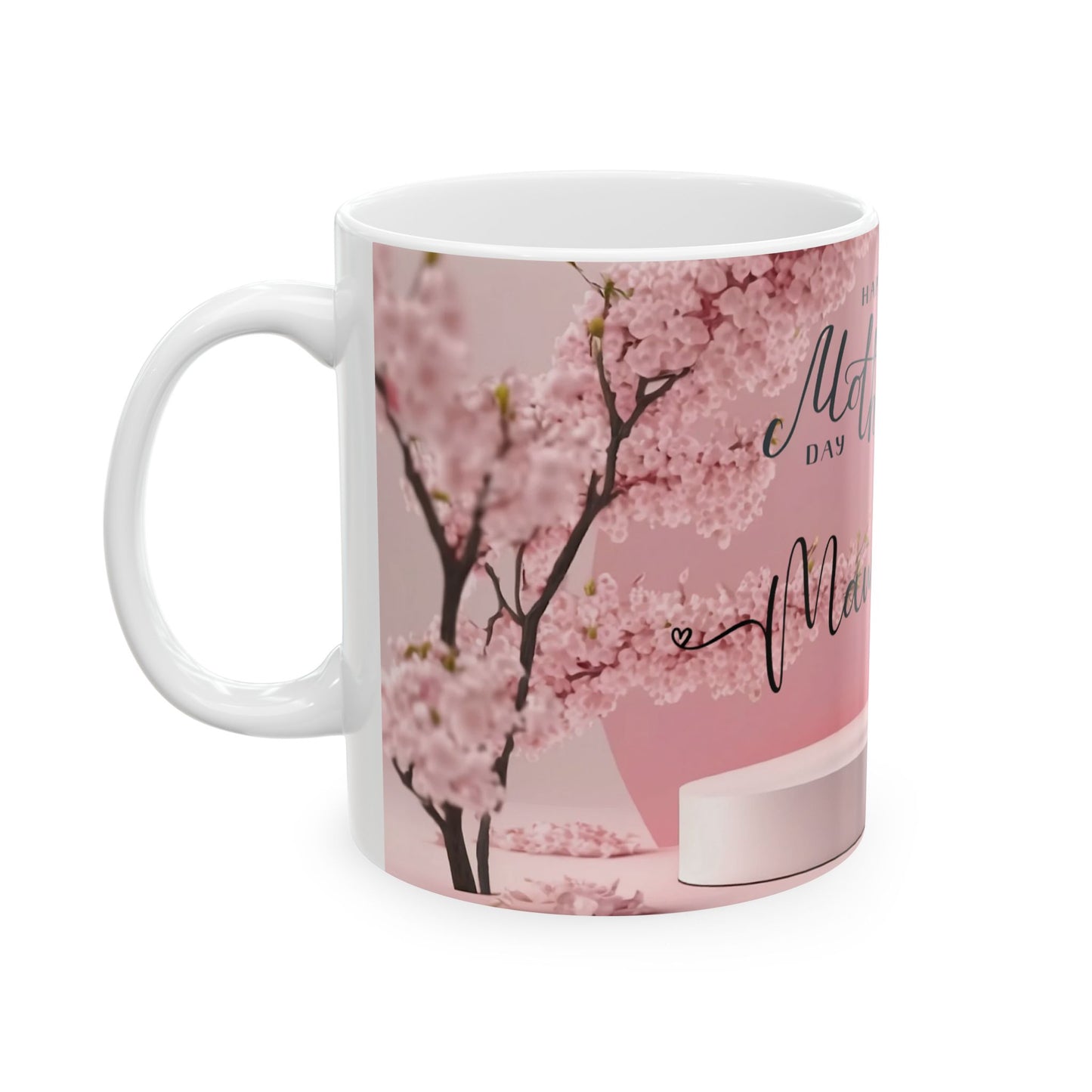 Mother's Day Ceramic Mug - Pink Floral Design for Mama