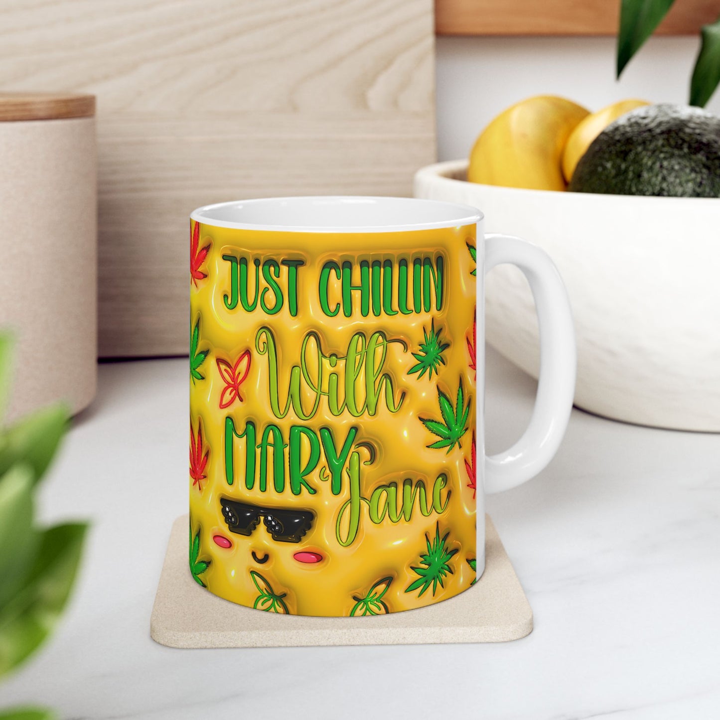 Stay Chill Ceramic Mug - Perfect for Coffee Lovers & Cannabis Enthusiasts