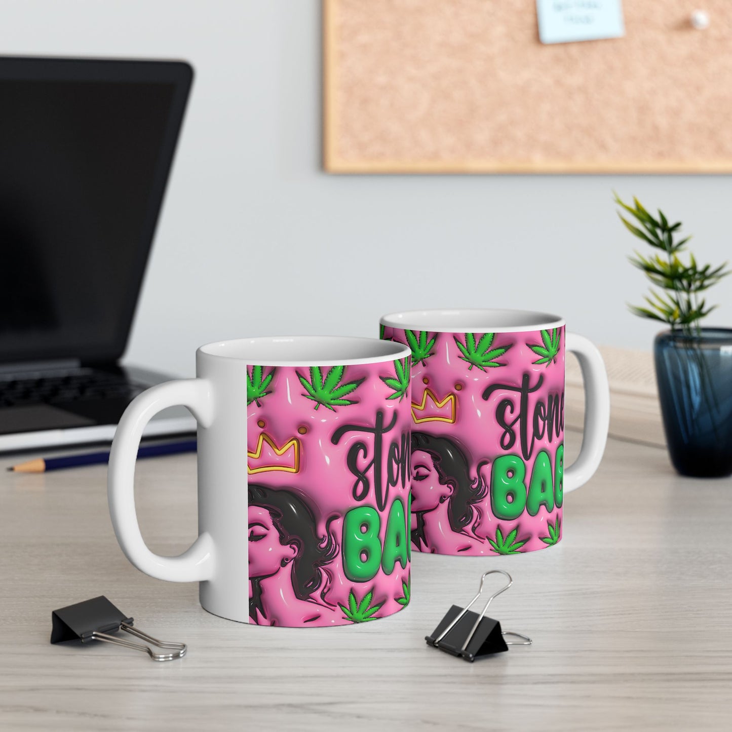 Stylish Cannabis Mug | Stoner Babe Ceramic Cup | Gift for Smokers, Pink Coffee Mug | Fun Stoner Gift, 420 Themed Drinkware