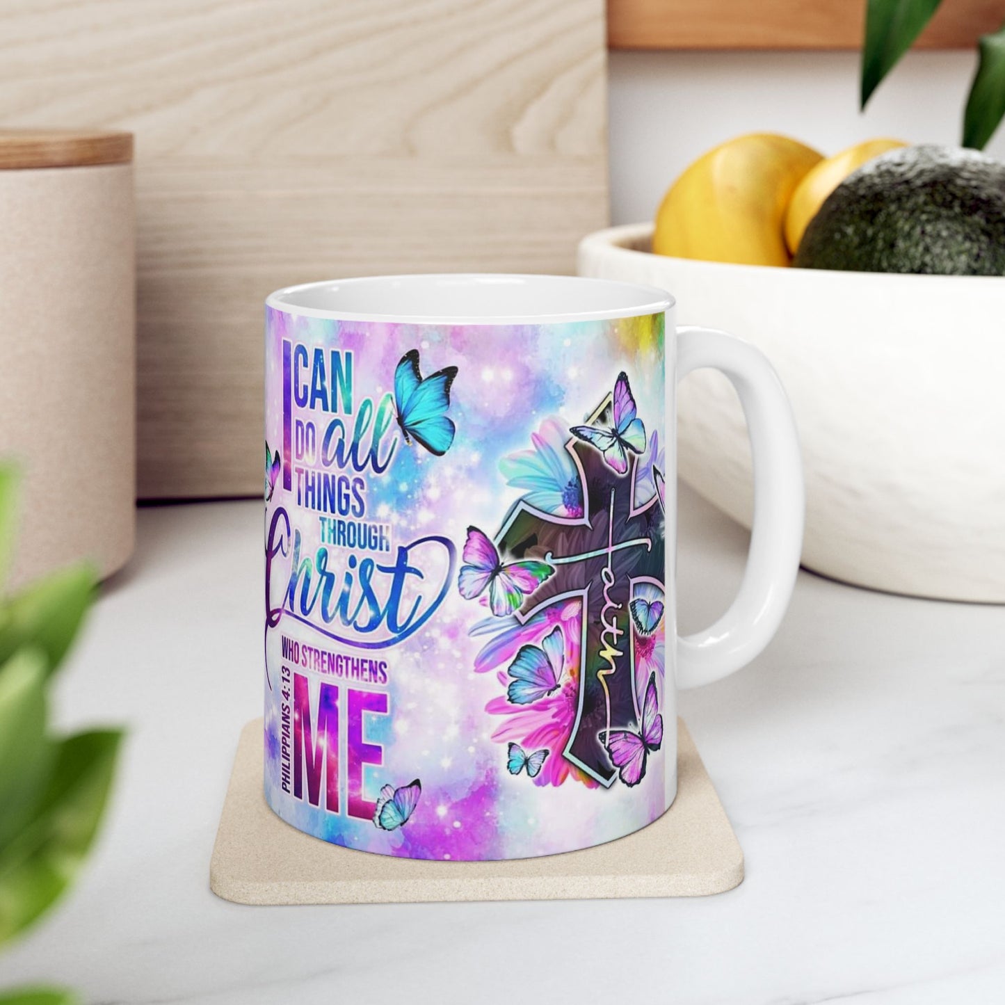 Inspirational Ceramic Mug - "I Can Do All Things Through Christ" - Faith & Motivation Gift