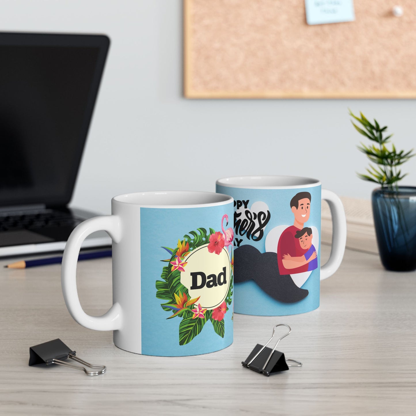 Happy Father's Day Ceramic Mug - Unique Floral Design for Dad