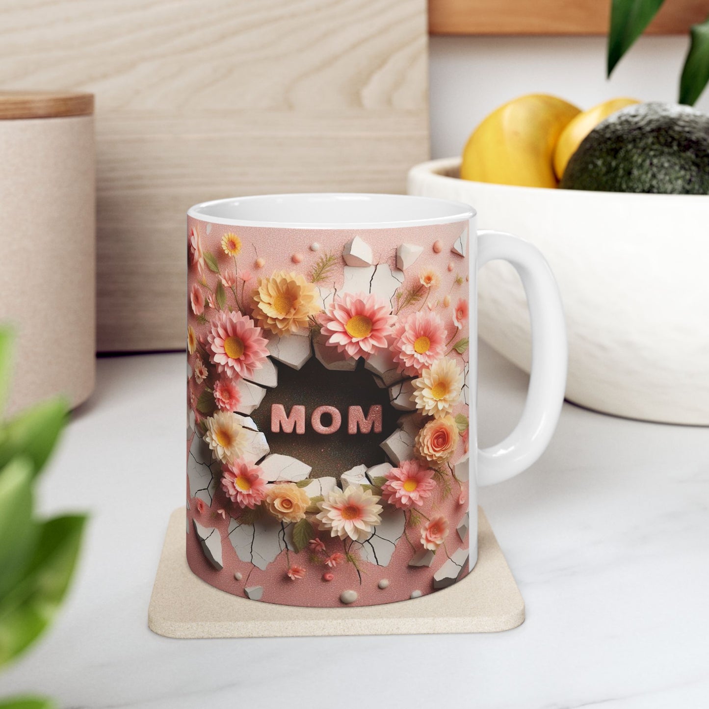 Floral Breakthrough Ceramic Mug - 11oz