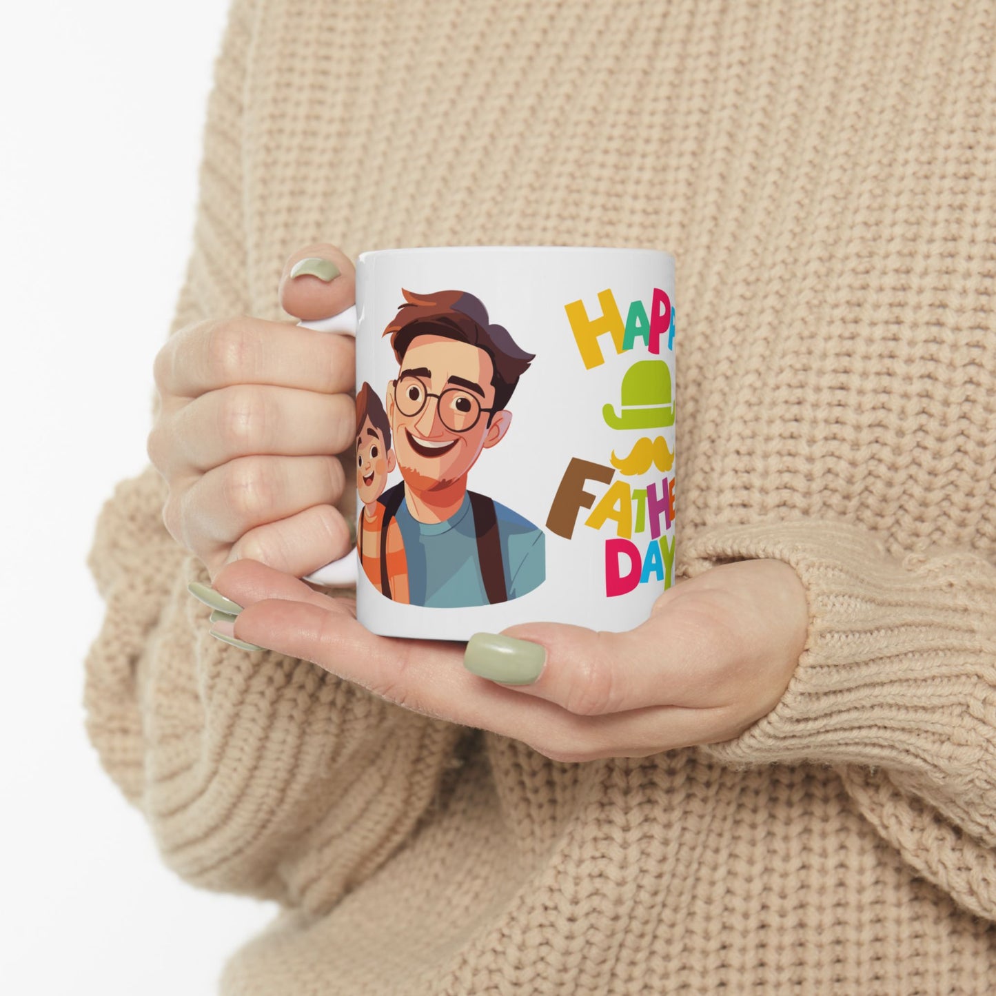 Father's Day Ceramic Mug - Cute Family Design