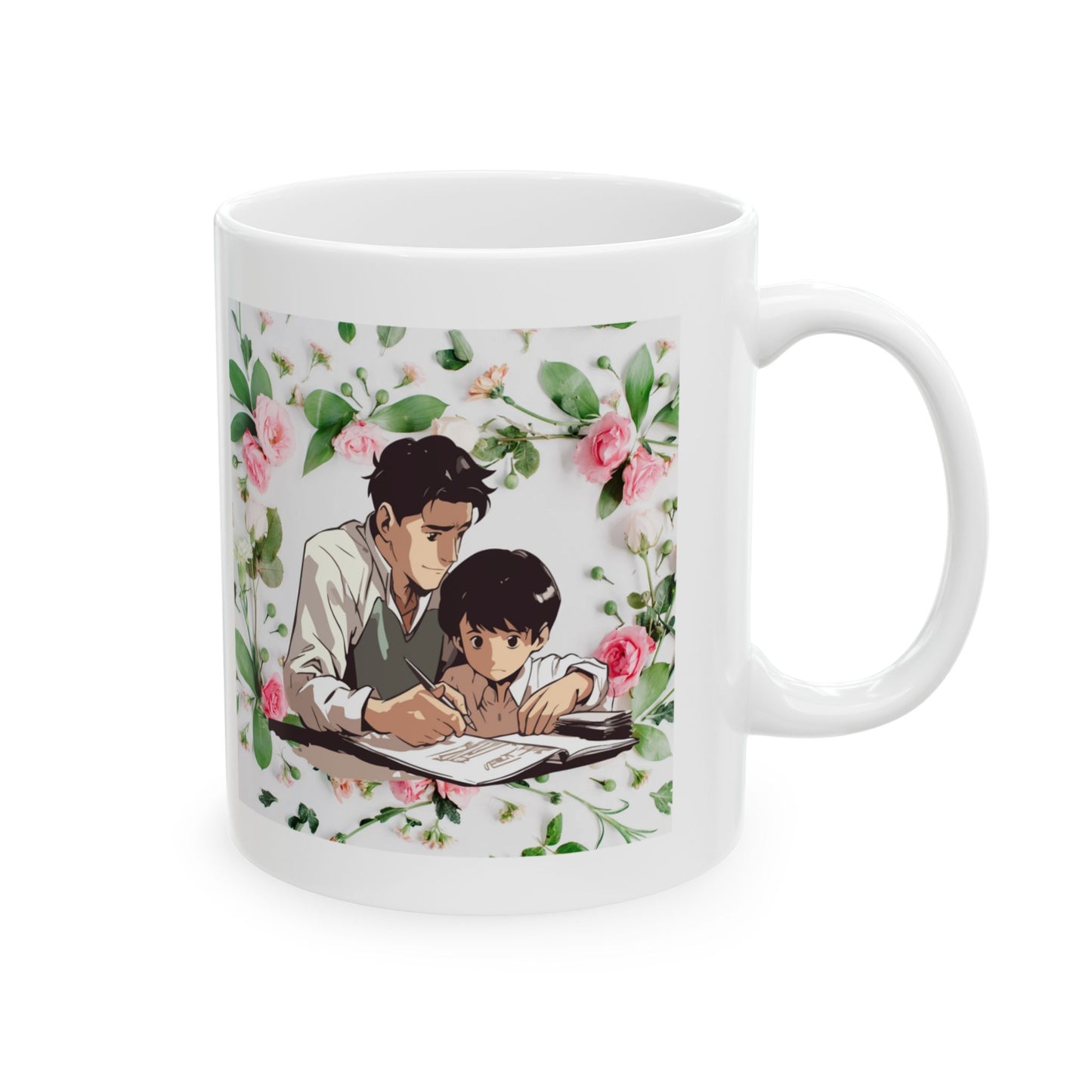 Floral Father's Day Ceramic Mug - Perfect Gift for Dad