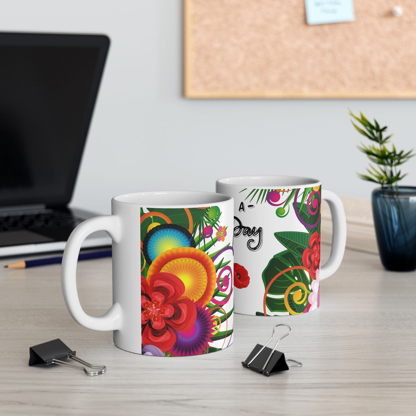 Colorful Floral Ceramic Mug - "Have a Good Day" - Perfect for Positive Vibes