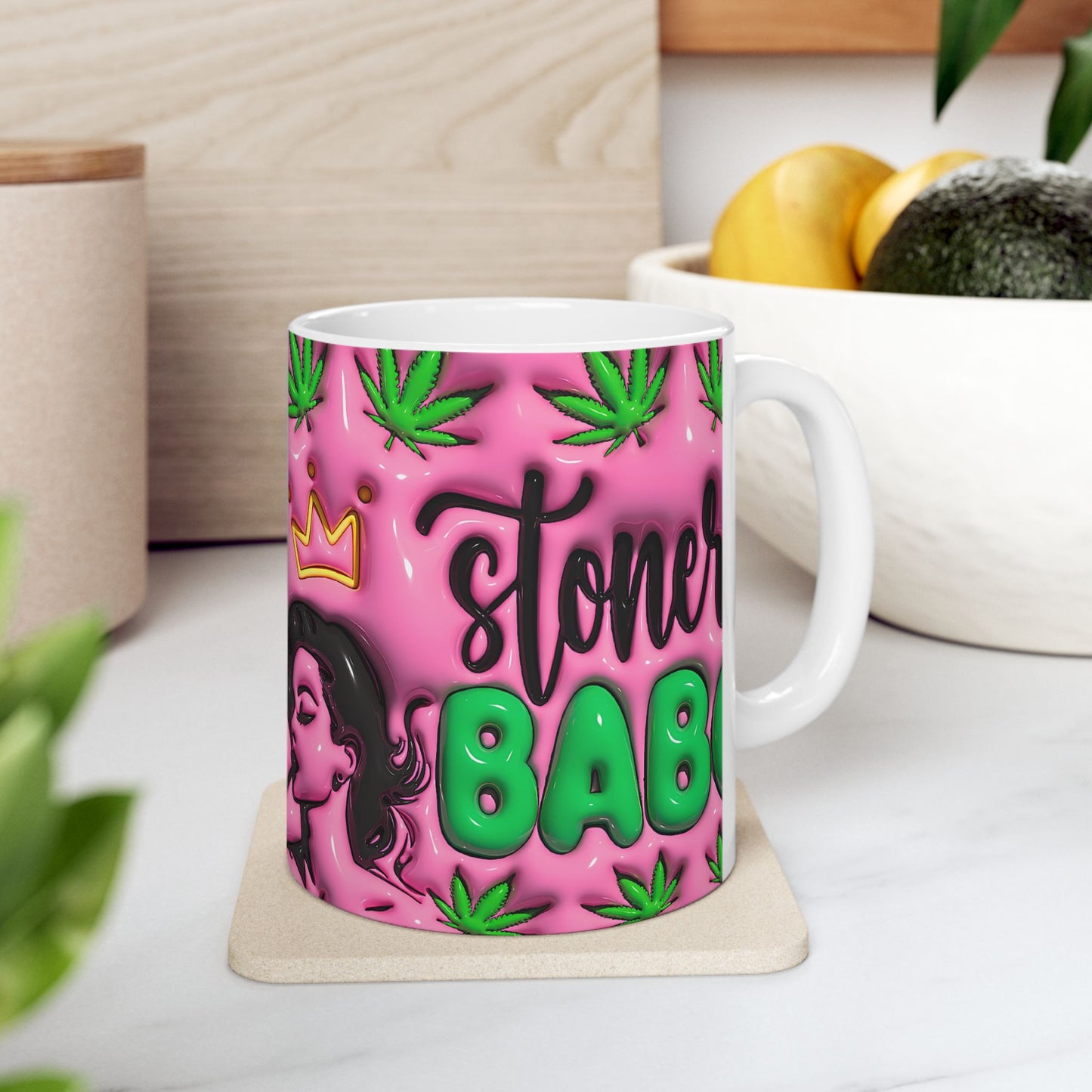 Stylish Cannabis Mug | Stoner Babe Ceramic Cup | Gift for Smokers, Pink Coffee Mug | Fun Stoner Gift, 420 Themed Drinkware