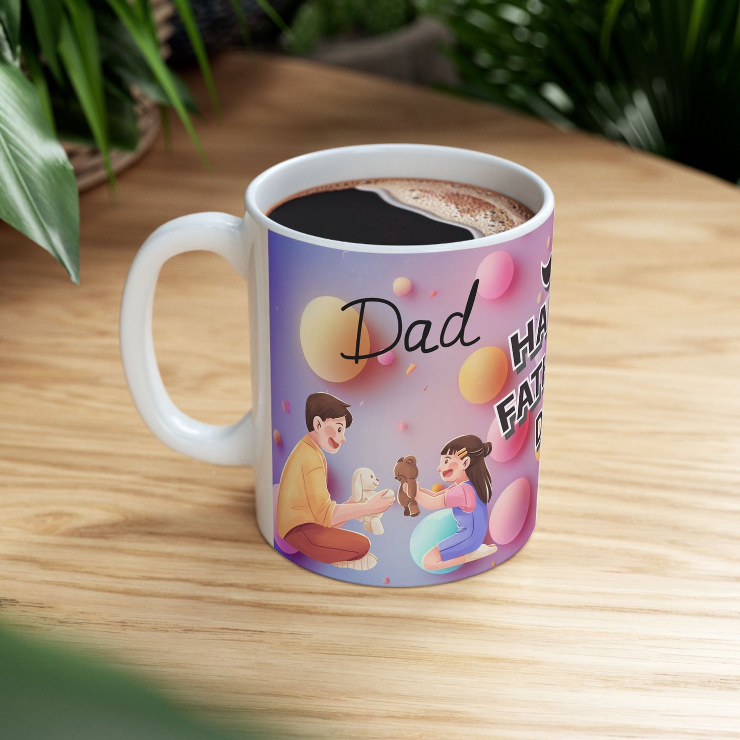 Happy Father's Day Ceramic Mug - Cute Design for Dad