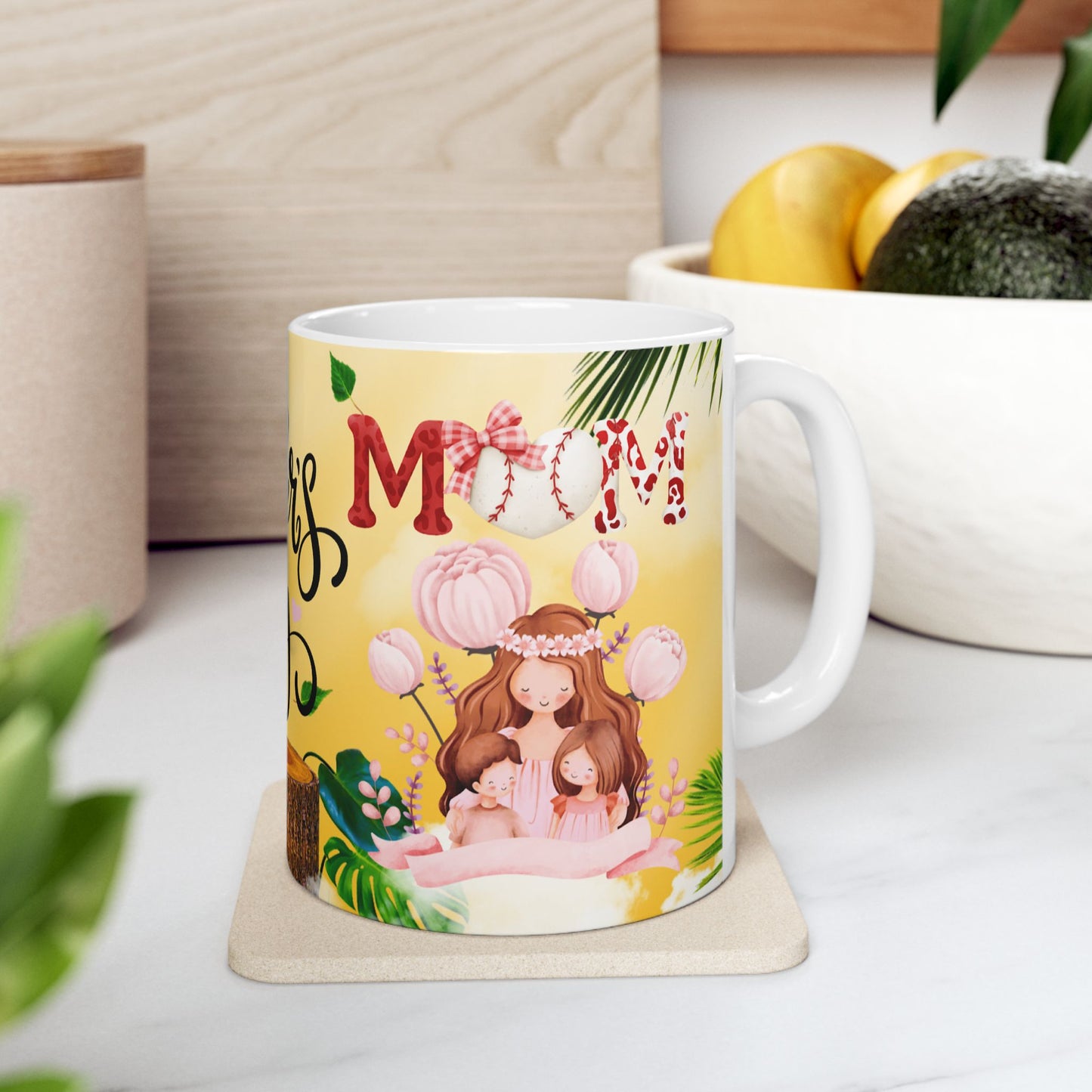 Happy Mother's Day Ceramic Mug - Tropical Floral Design - Perfect Gift for Moms