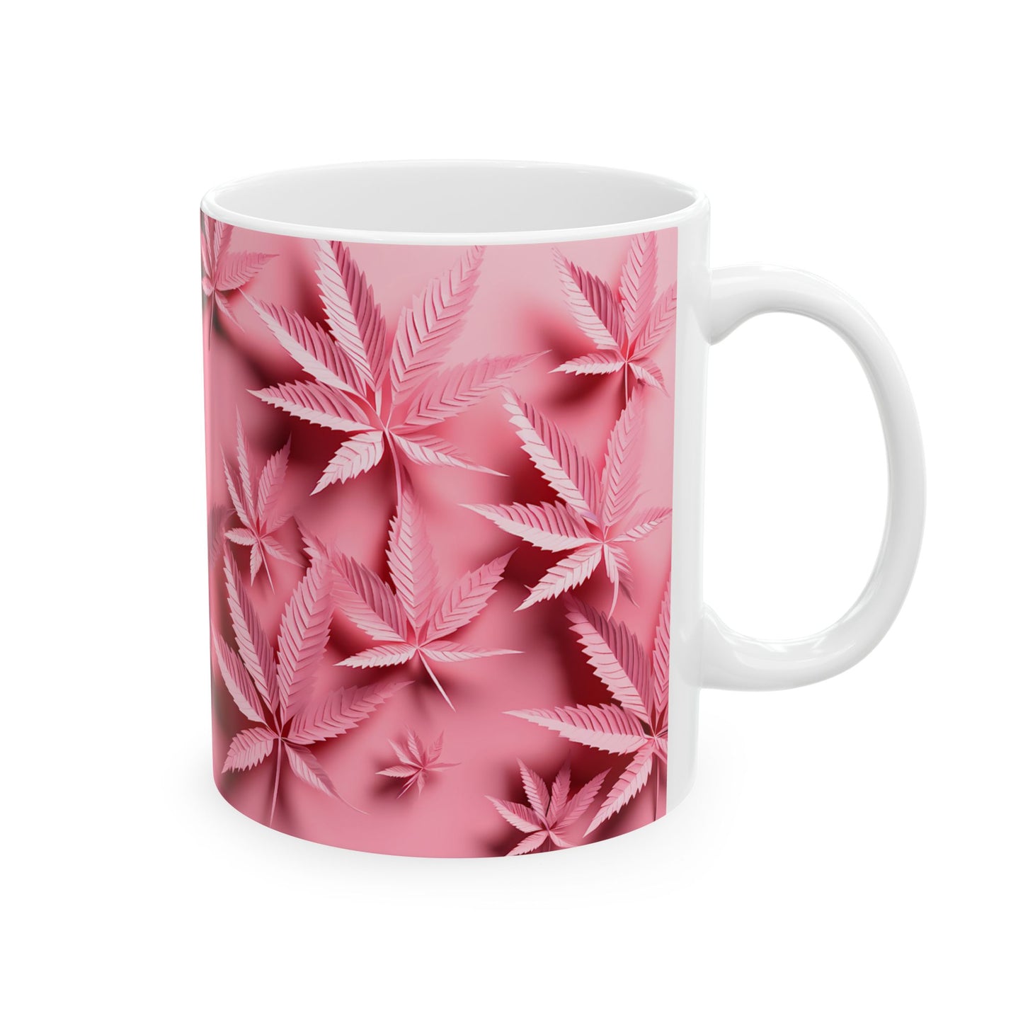Pink Leaf Ceramic Mug Perfect for Coffee Lovers & 420 Enthusiasts