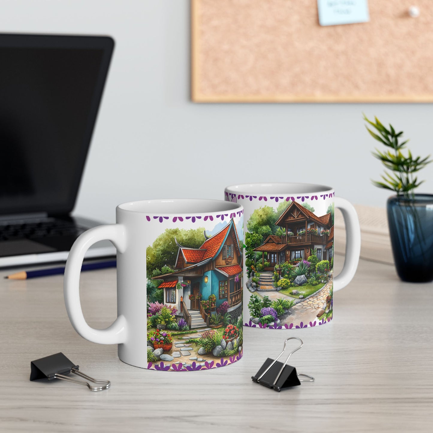 Whimsical Garden Ceramic Mug - 11oz Perfect for Nature Lovers
