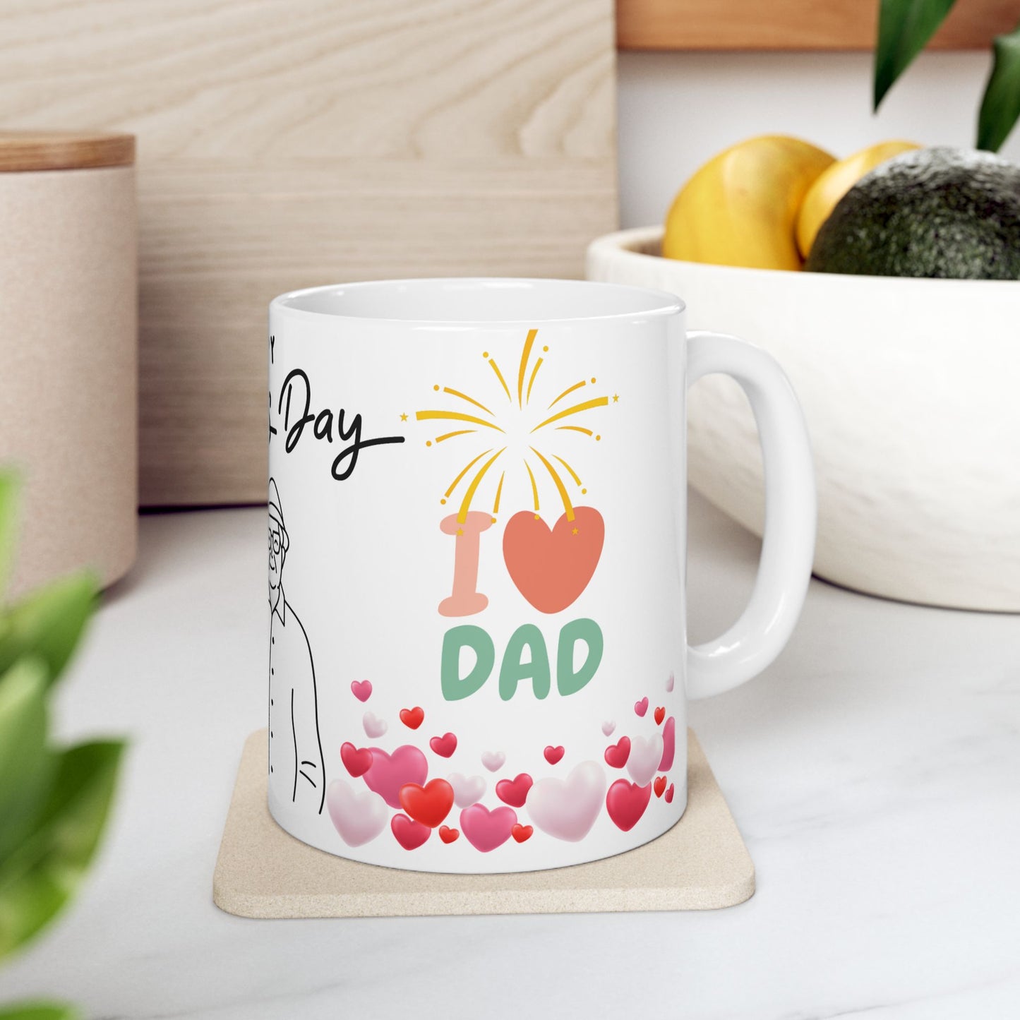 Happy Father's Day Ceramic Mug - Heartwarming Gift for Grandpa and Dad