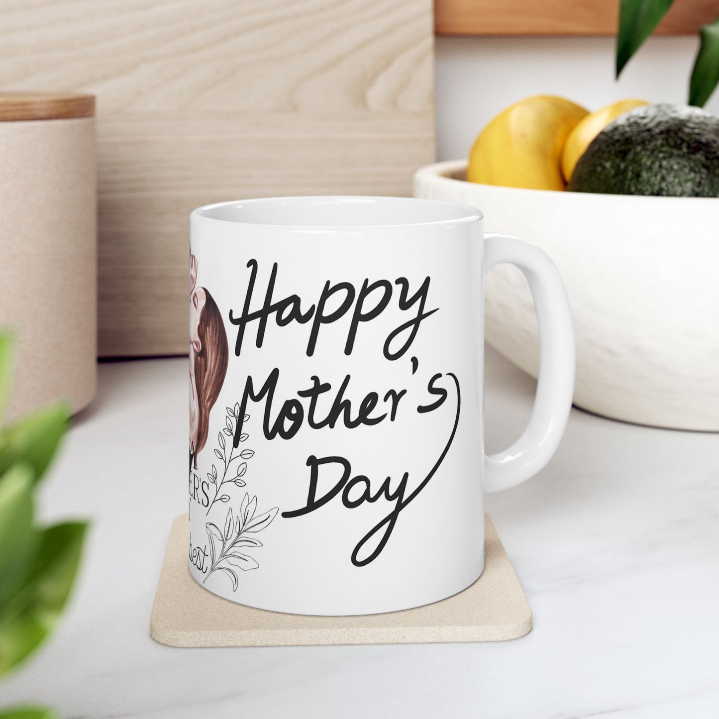 Mother's Day Ceramic Mug - Floral Design - Gift for Mom