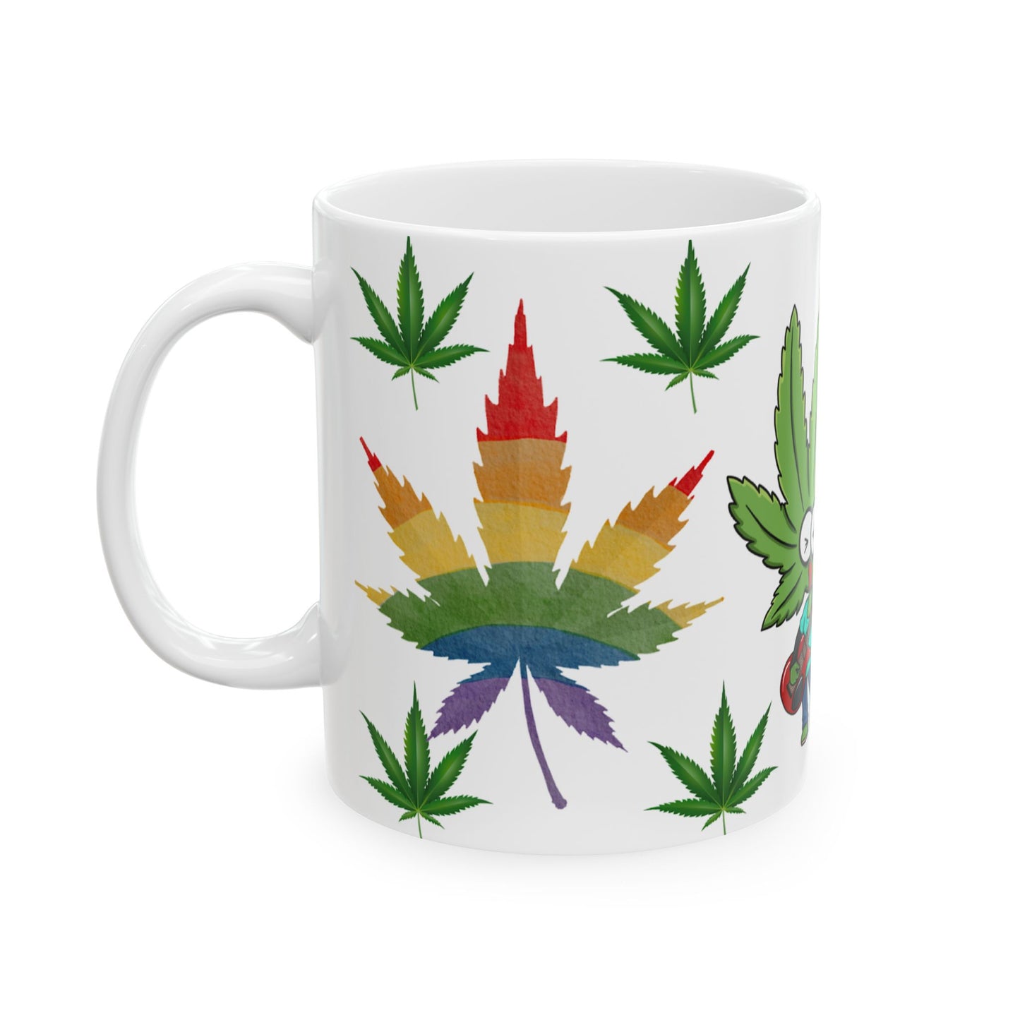 Funny Cannabis Leaf Mug - Music & Chill Vibes - 11oz