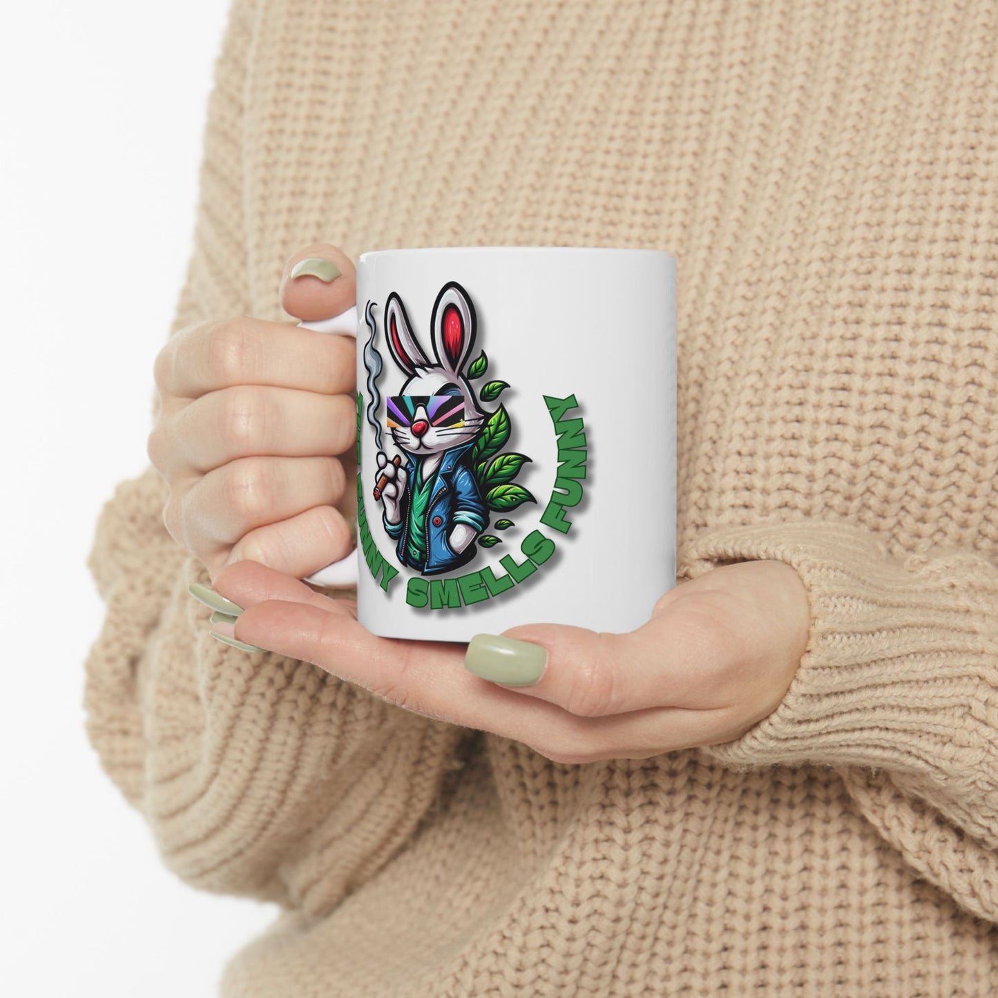 Funny Cartoon Bunny Ceramic Mug - Perfect for Coffee Lovers & Gag Gifts