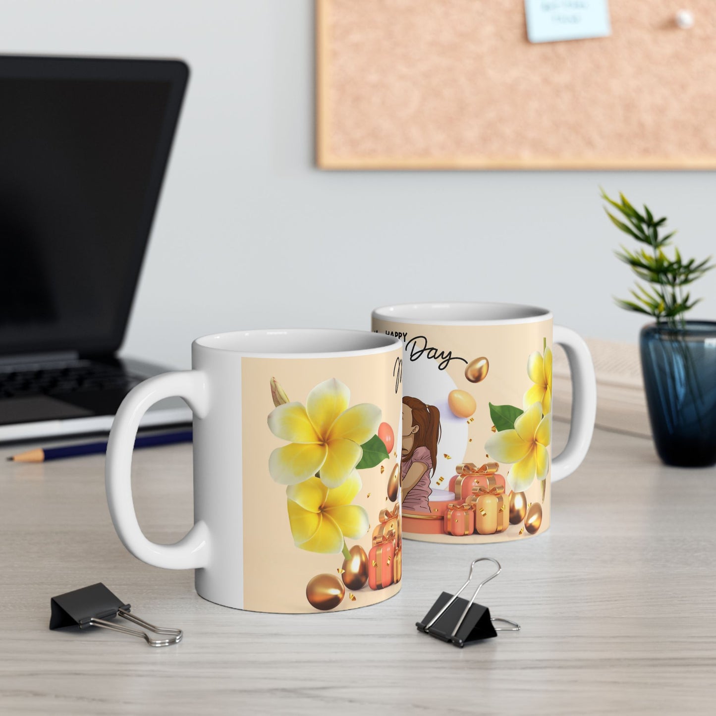 Happy Mother's Day Ceramic Mug – Floral Design, Perfect Gift for Moms