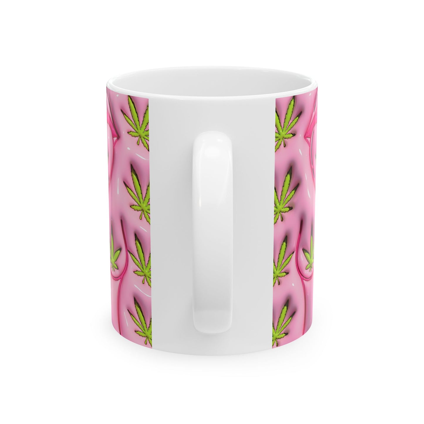 Trendy Cannabis Mug - Pink Leaf Design 11oz