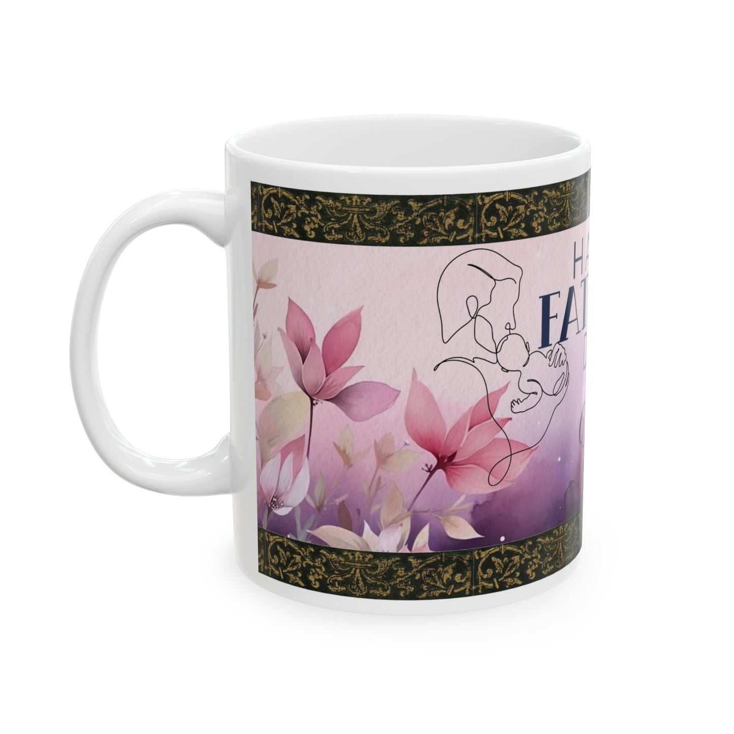 Happy Father's Day Ceramic Mug - Gift for Dad with Floral Design