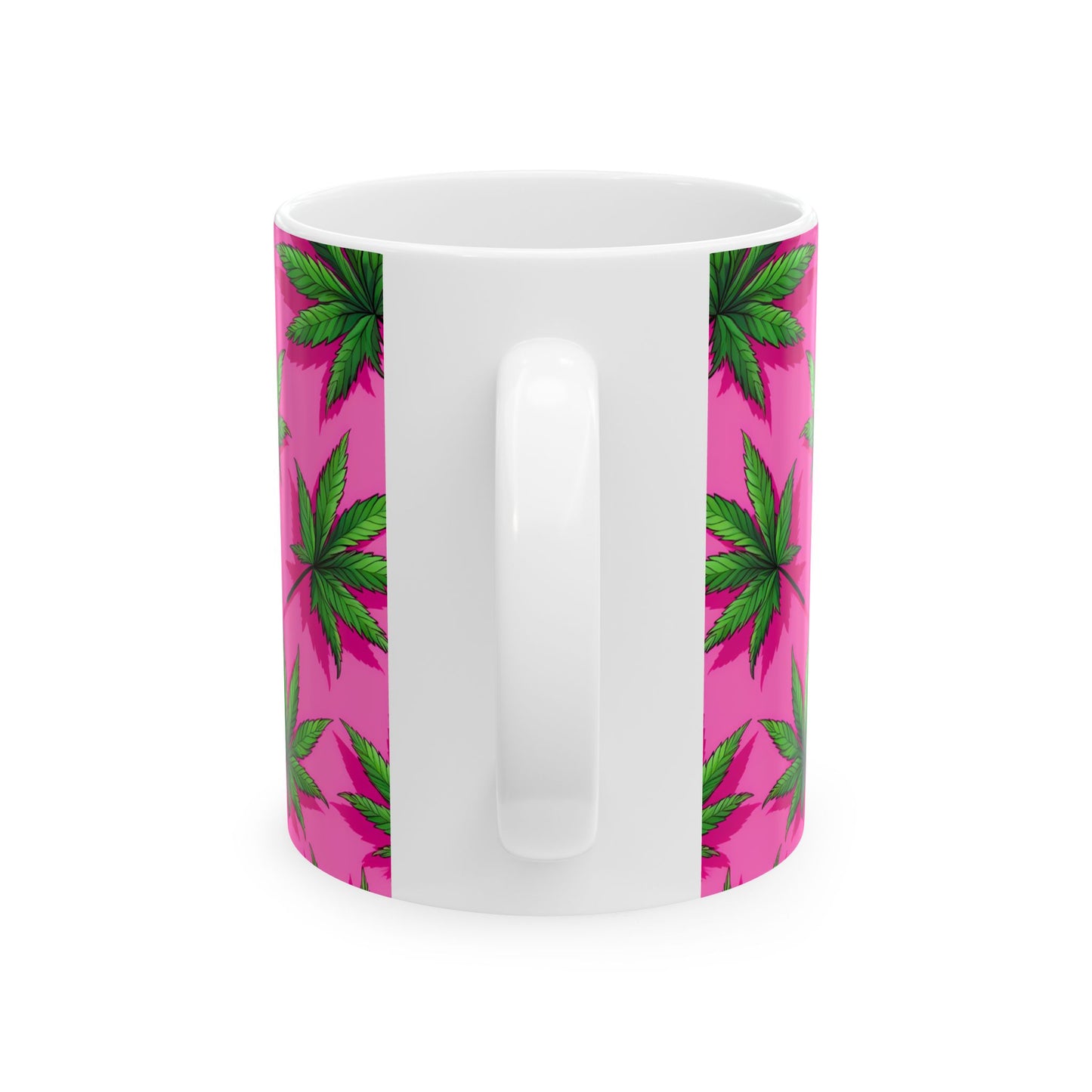 Vibrant Pink Cannabis Ceramic Mug - 11oz