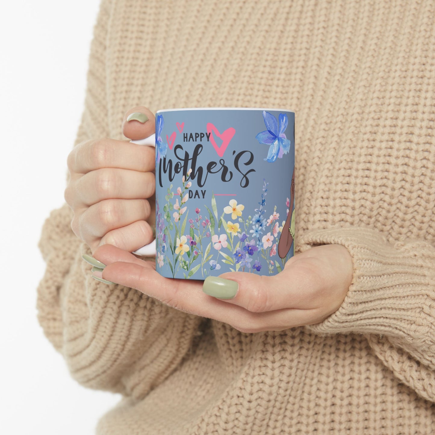 Floral Mother's Day Ceramic Mug | 11oz Heartwarming Mom & Child Design