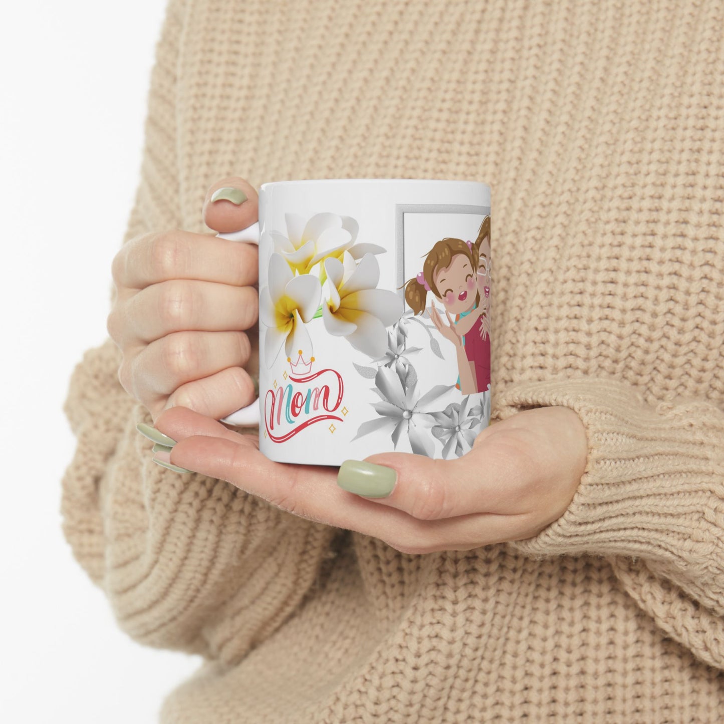 Personalized Mother's Day Ceramic Mug – Floral Design, 11oz