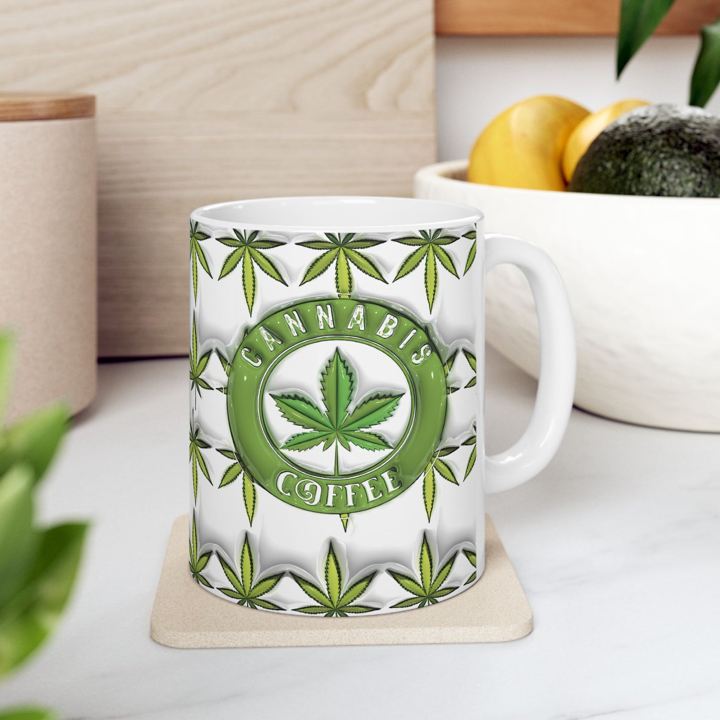 Cannabis Leaf Ceramic Mug for Stoners and Coffee Lovers