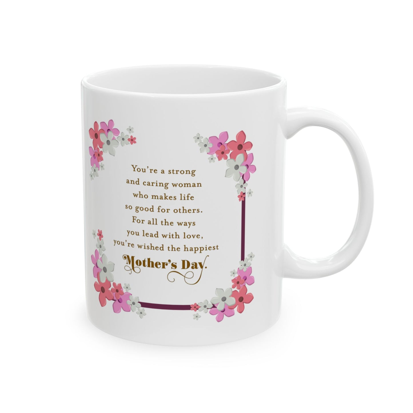 Happy Mother's Day Floral Ceramic Mug - Perfect Gift for Mom