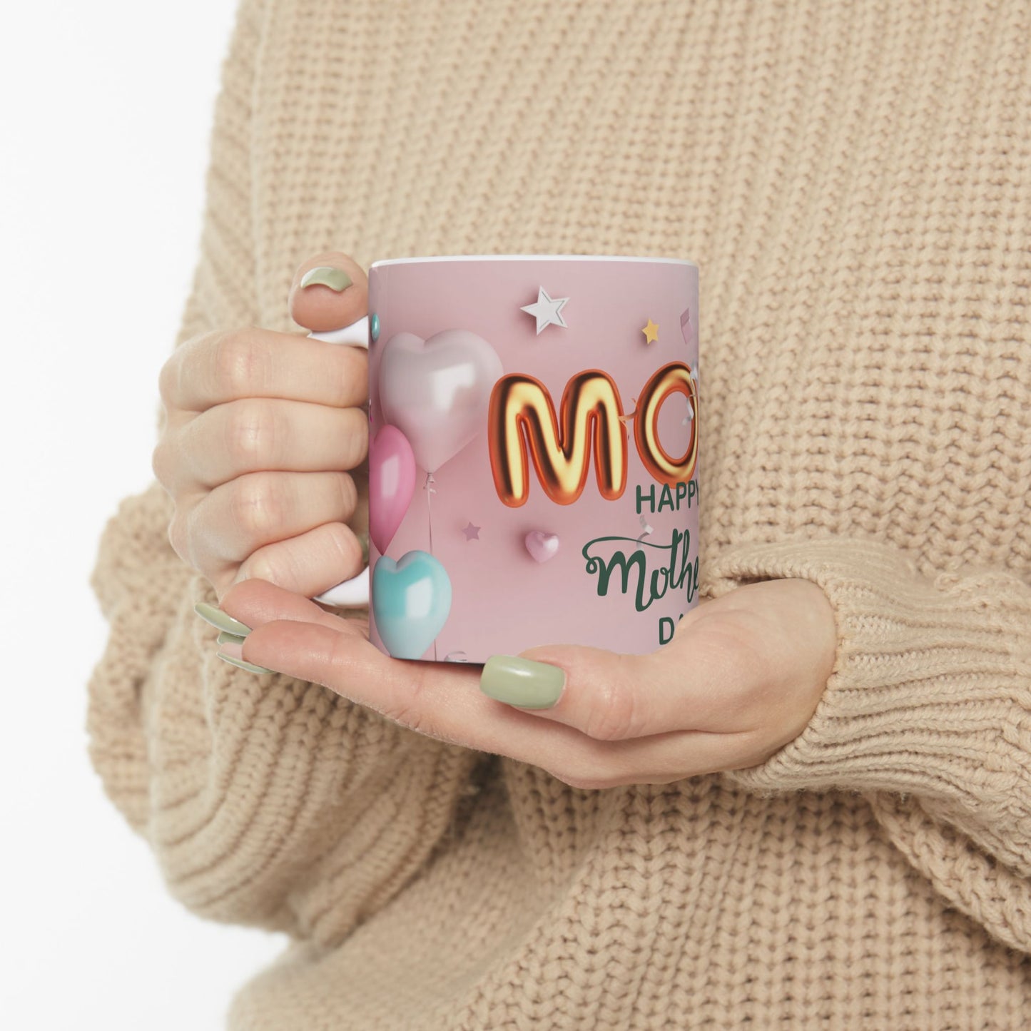 Happy Mother's Day Ceramic Mug - Fun Balloon Design for Moms