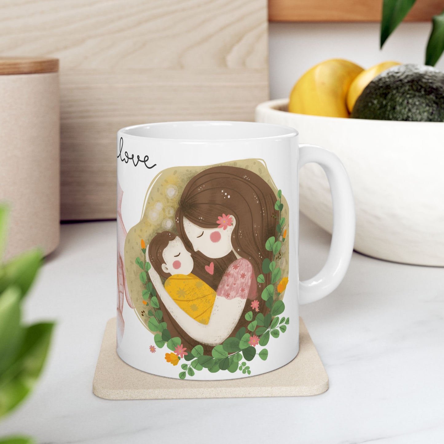 Mother's Love Floral Ceramic Mug - Perfect Gift for Mom