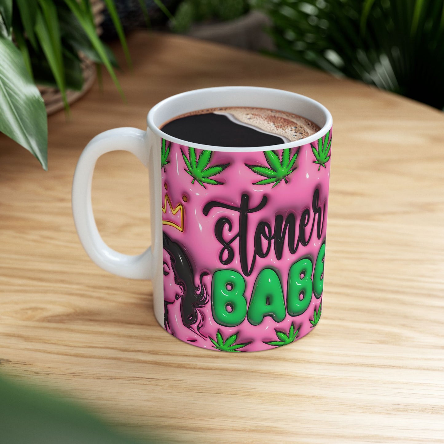 Stylish Cannabis Mug | Stoner Babe Ceramic Cup | Gift for Smokers, Pink Coffee Mug | Fun Stoner Gift, 420 Themed Drinkware