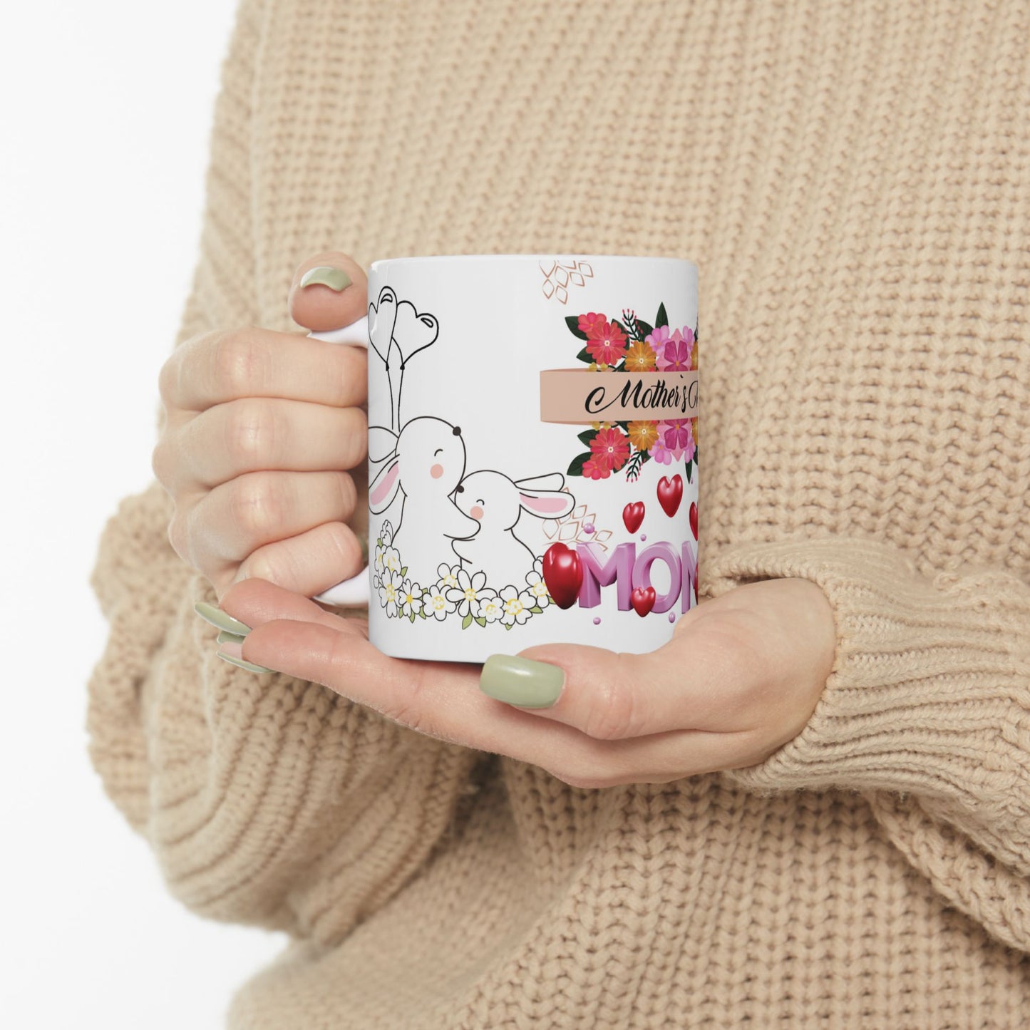 Mother's Day Floral Ceramic Mug - Heartfelt Gift for Mom