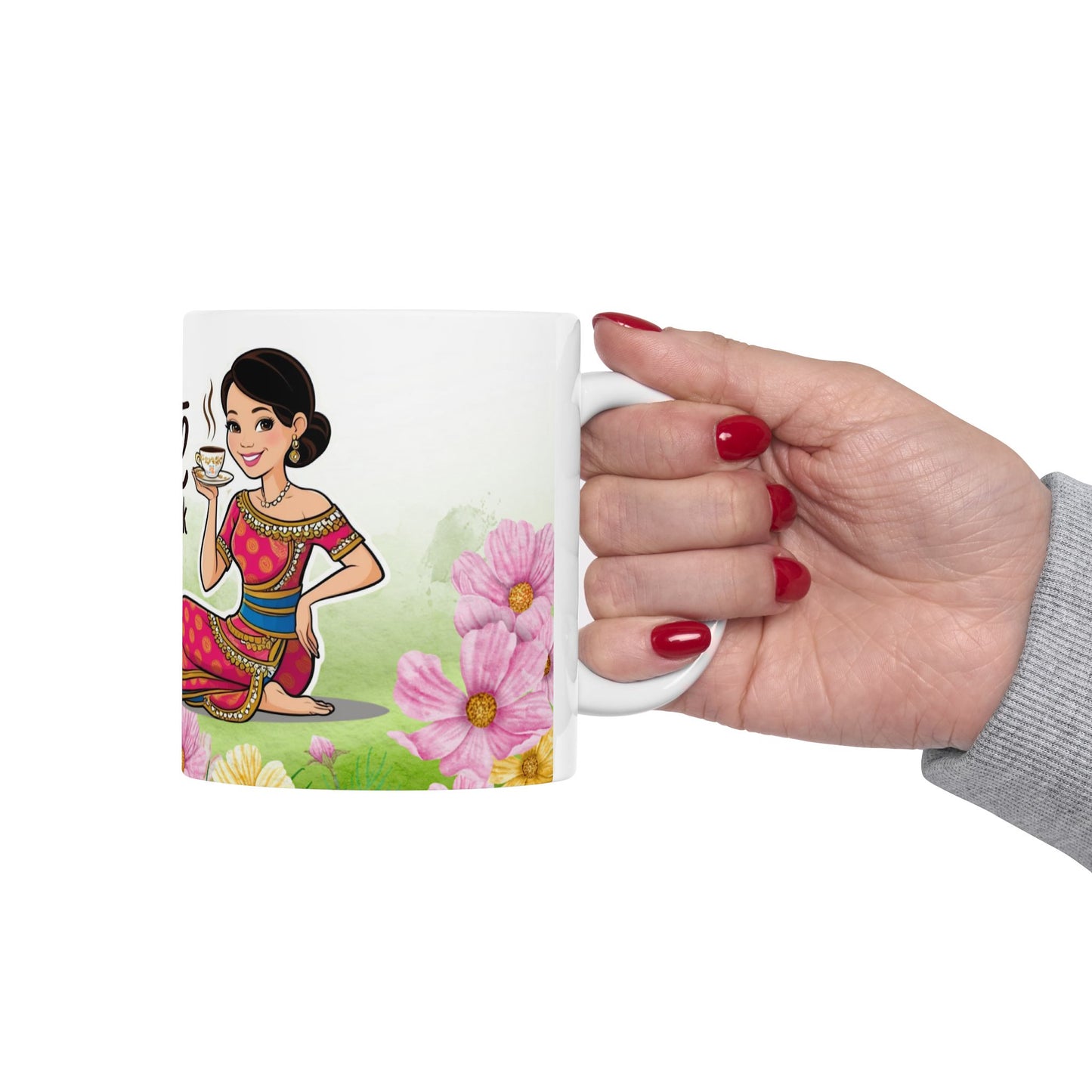 Coffee Break Floral Ceramic Mug 11oz Perfect for Relaxation & Gifting