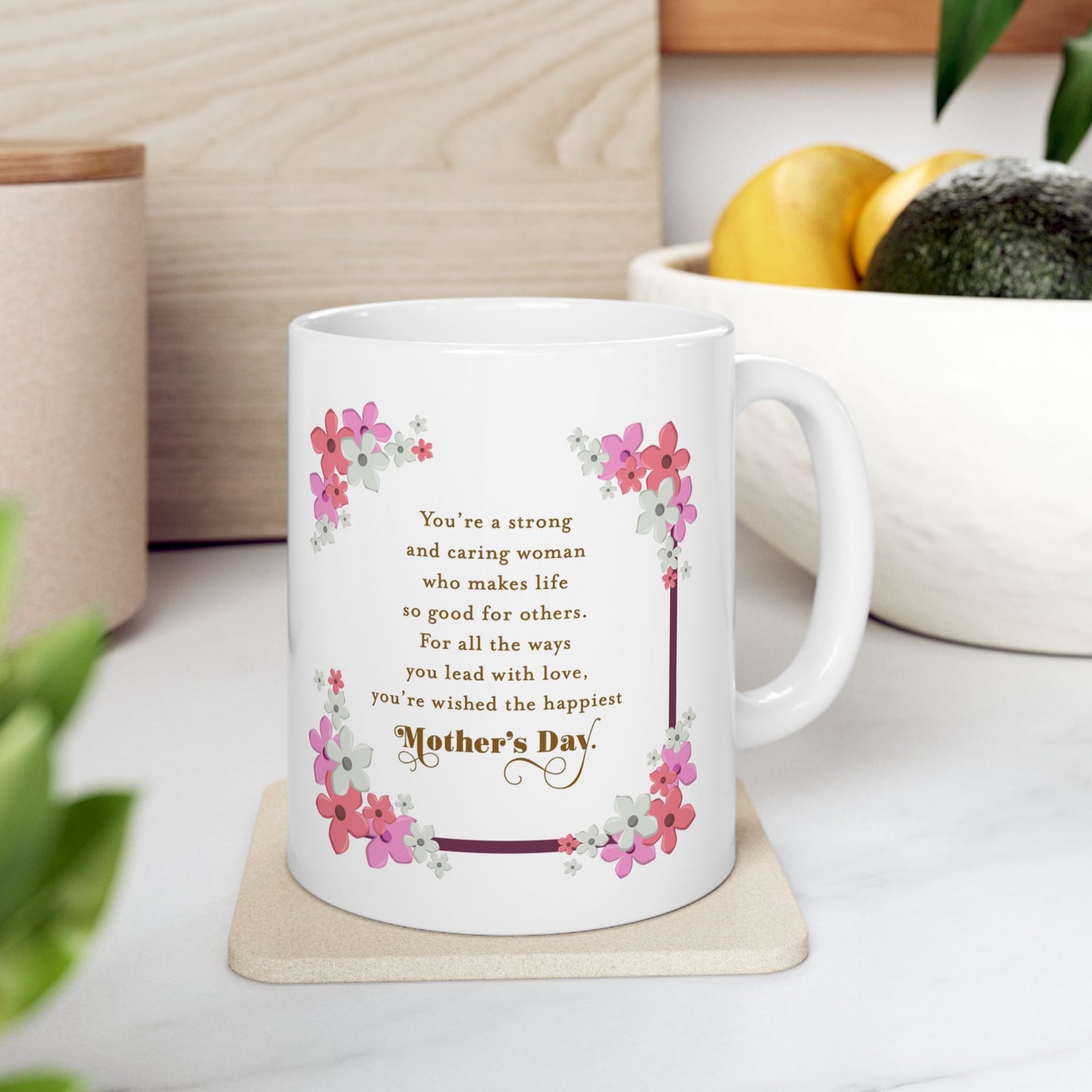 Happy Mother's Day Floral Ceramic Mug - Perfect Gift for Mom