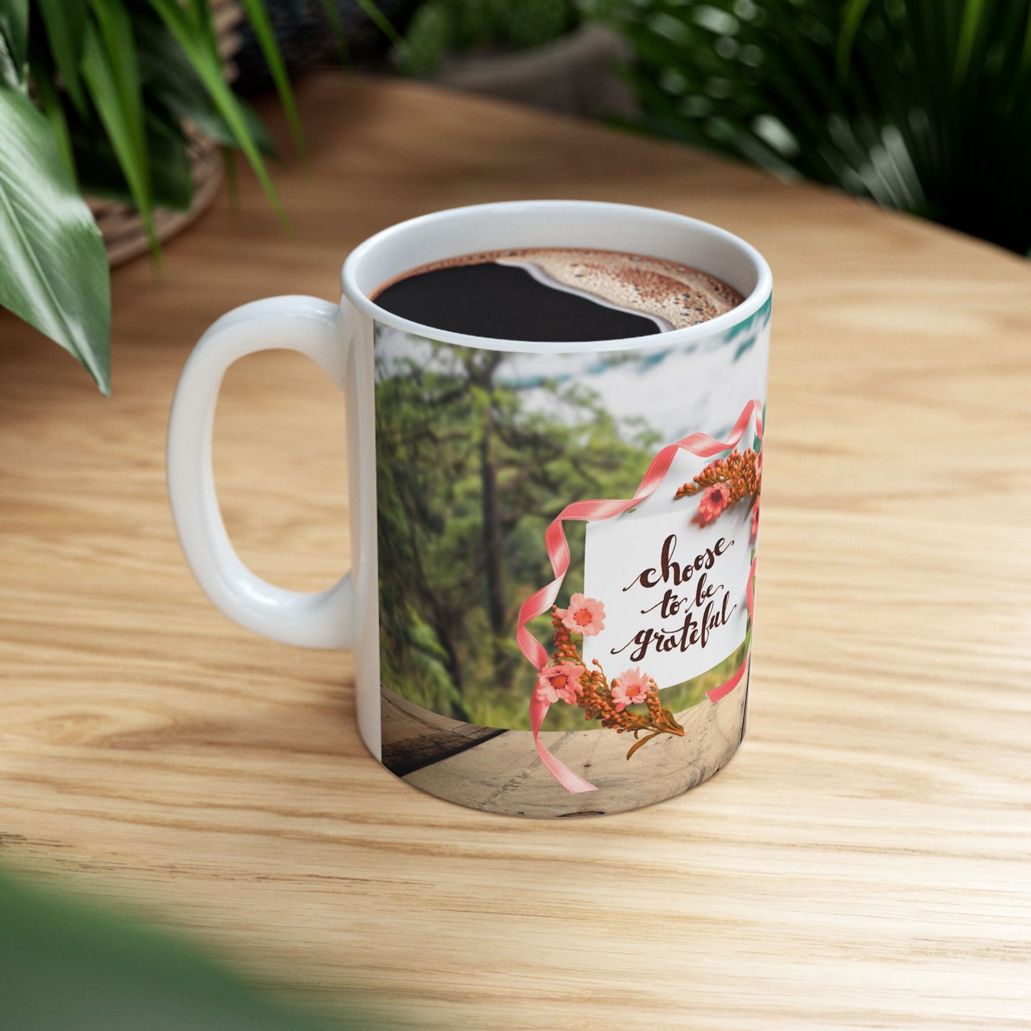 Choose to Be Grateful Ceramic Mug - Inspiring 11oz Coffee Cup for Daily Motivation