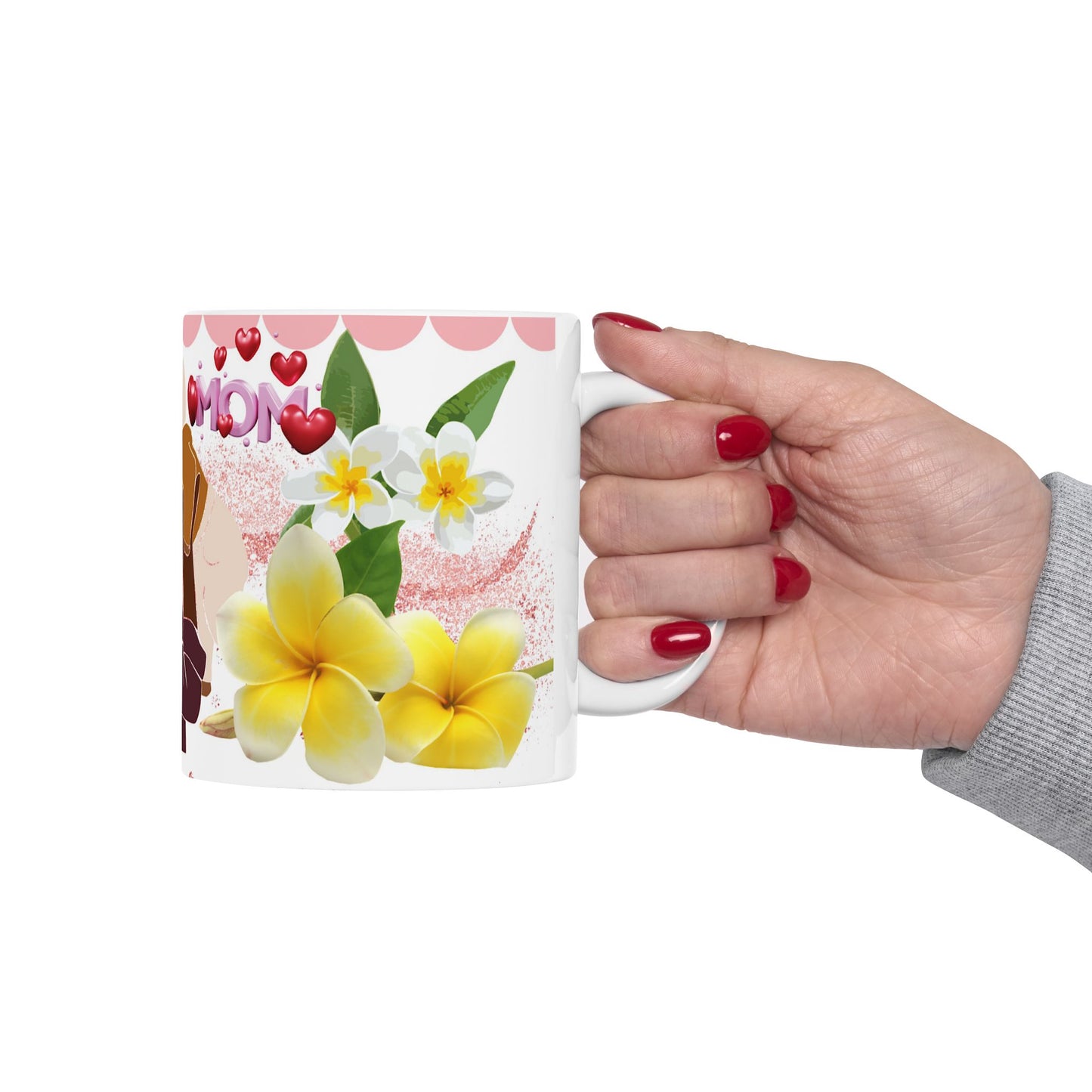 Mother's Day Ceramic Mug - Floral Design with Dog Lover Theme - Perfect Gift for Moms