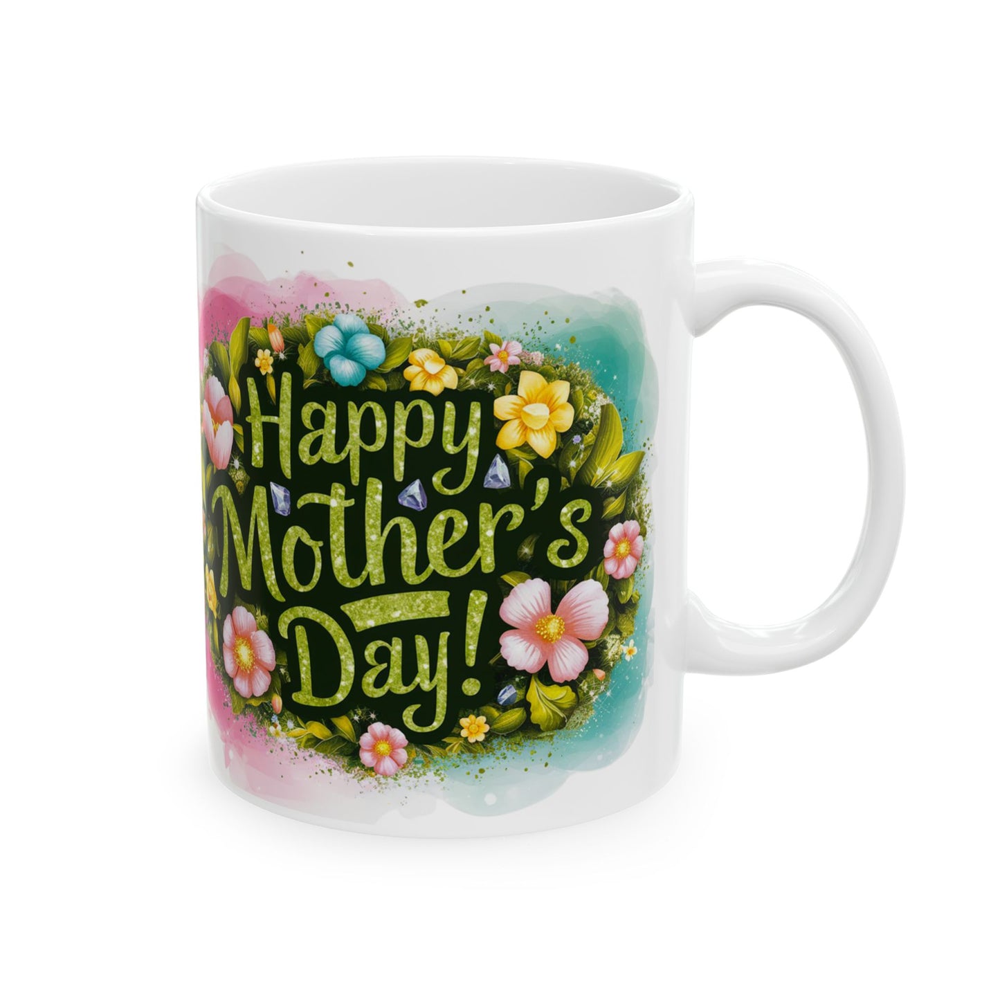 Happy Mother's Day Floral Ceramic Mug - 11oz Perfect Gift for Moms