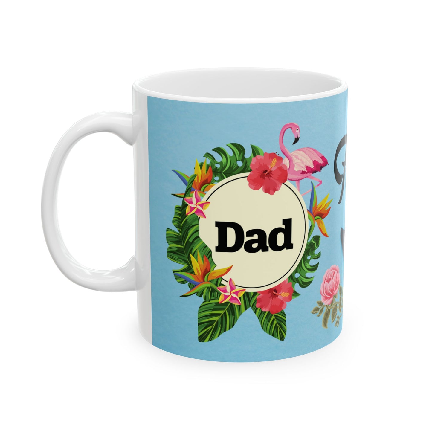 Happy Father's Day Ceramic Mug - Unique Floral Design for Dad