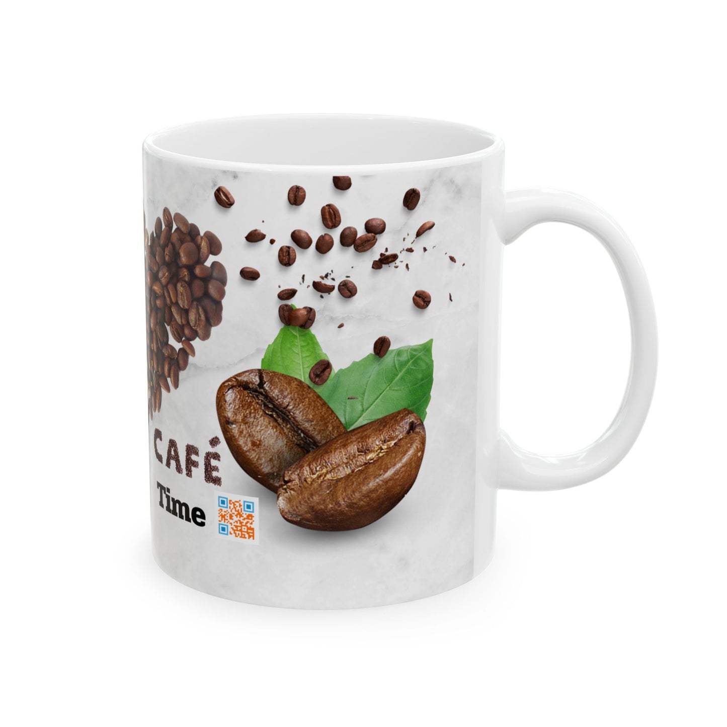 Coffee Lover's Ceramic Mug - Heart Coffee Design - Perfect for Café Time