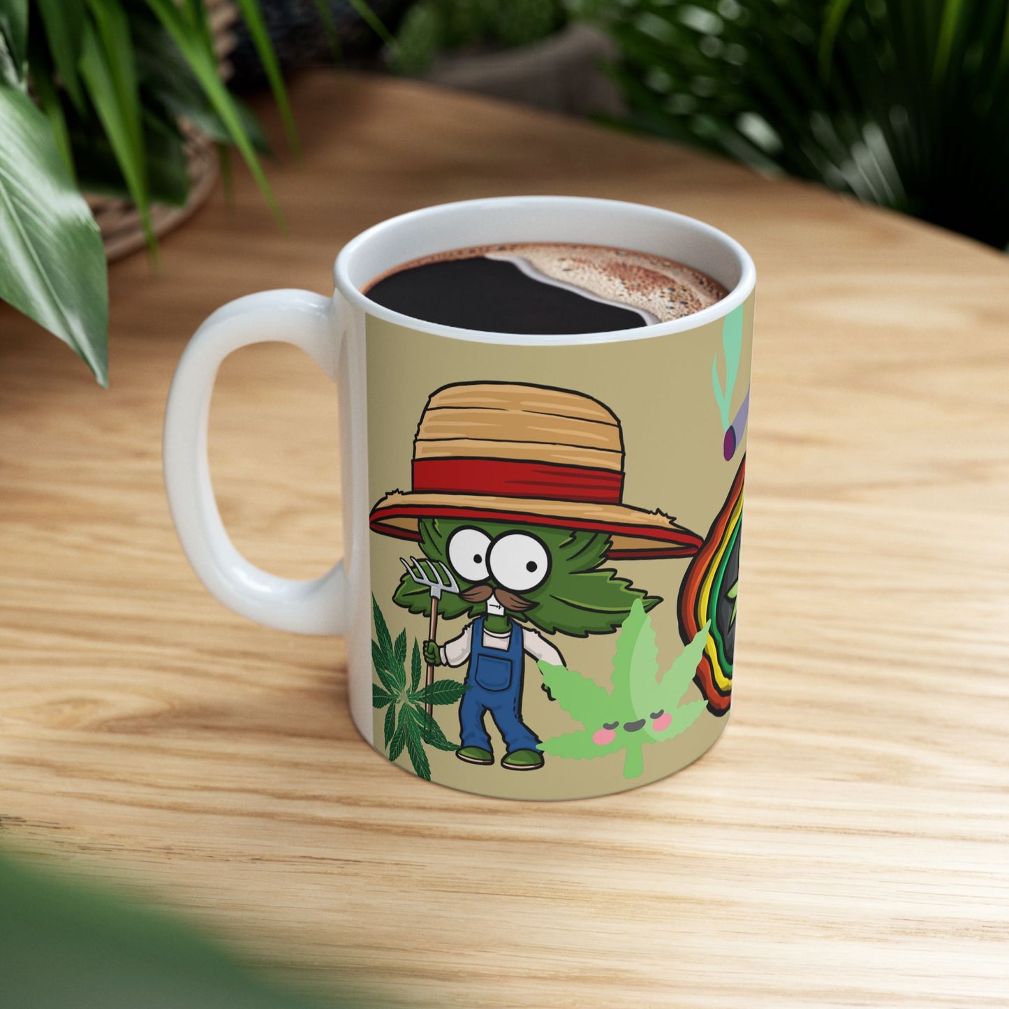 Colorful Cannabis Ceramic Mug - 11oz Perfect for Stoners & Nature Lovers