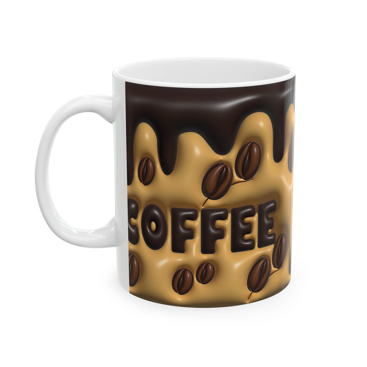 Coffee Lover Ceramic Mug - Dripping Chocolate Design 11oz