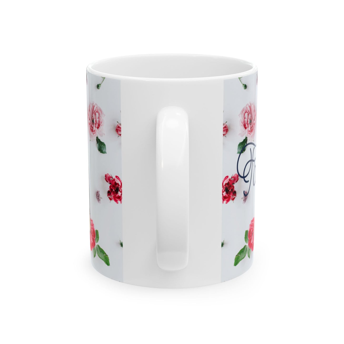 Happy Father's Day Ceramic Mug, Personalized Gift, Dad Coffee Cup, Floral Design