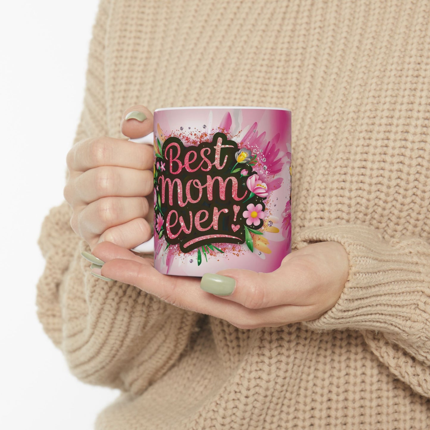 Best Mom Ever Floral Ceramic Mug - Perfect Gift for Mother’s Day and Birthdays