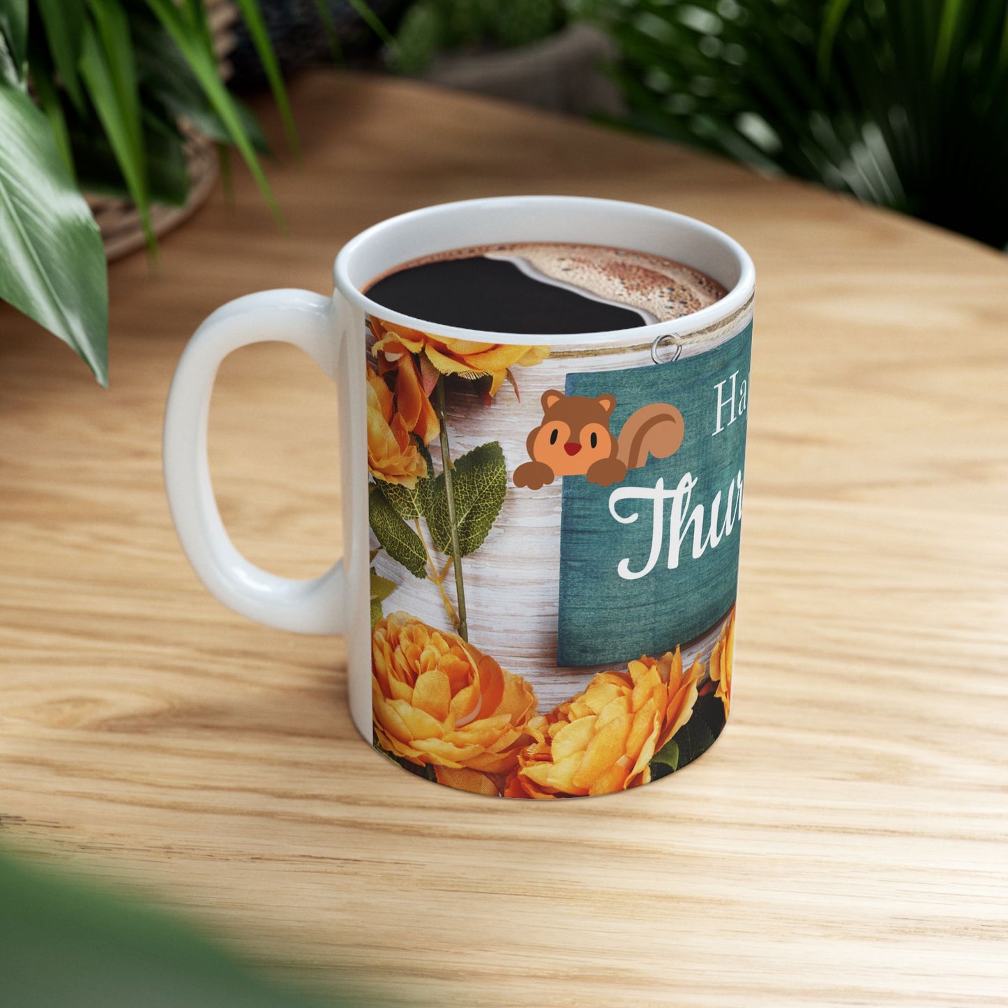 Happy Thursday Floral Ceramic Mug - 11oz
