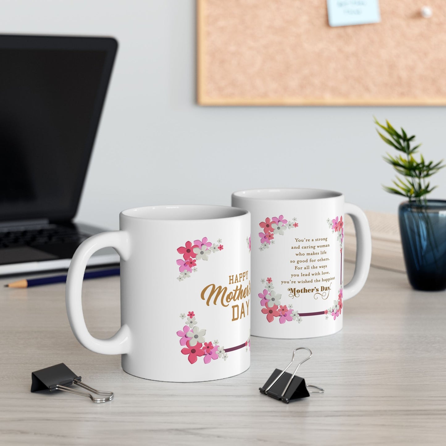 Happy Mother's Day Floral Ceramic Mug - Perfect Gift for Mom