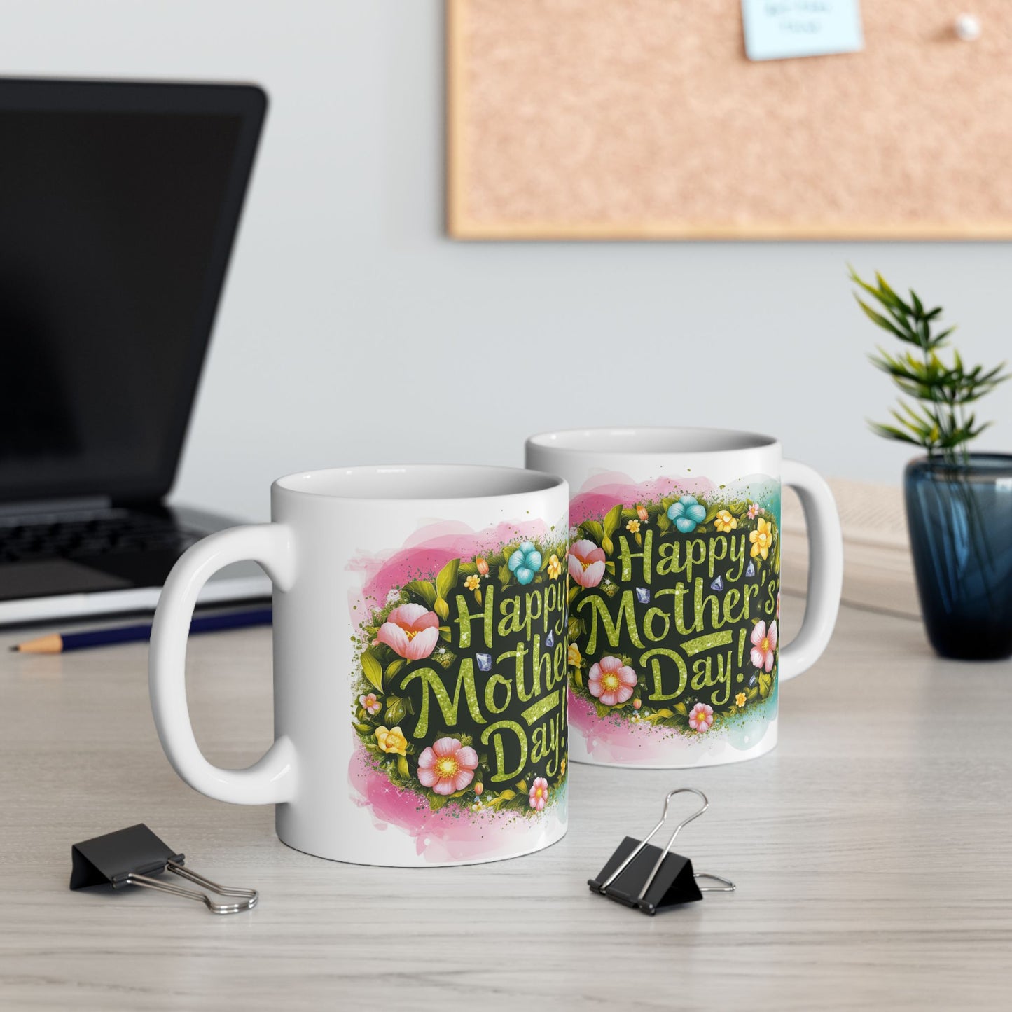Happy Mother's Day Floral Ceramic Mug - 11oz Perfect Gift for Moms