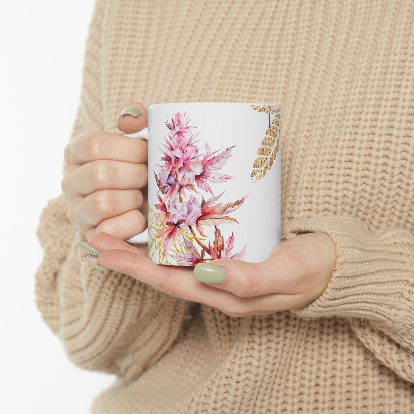 Elegant Floral Ceramic Mug - 11oz