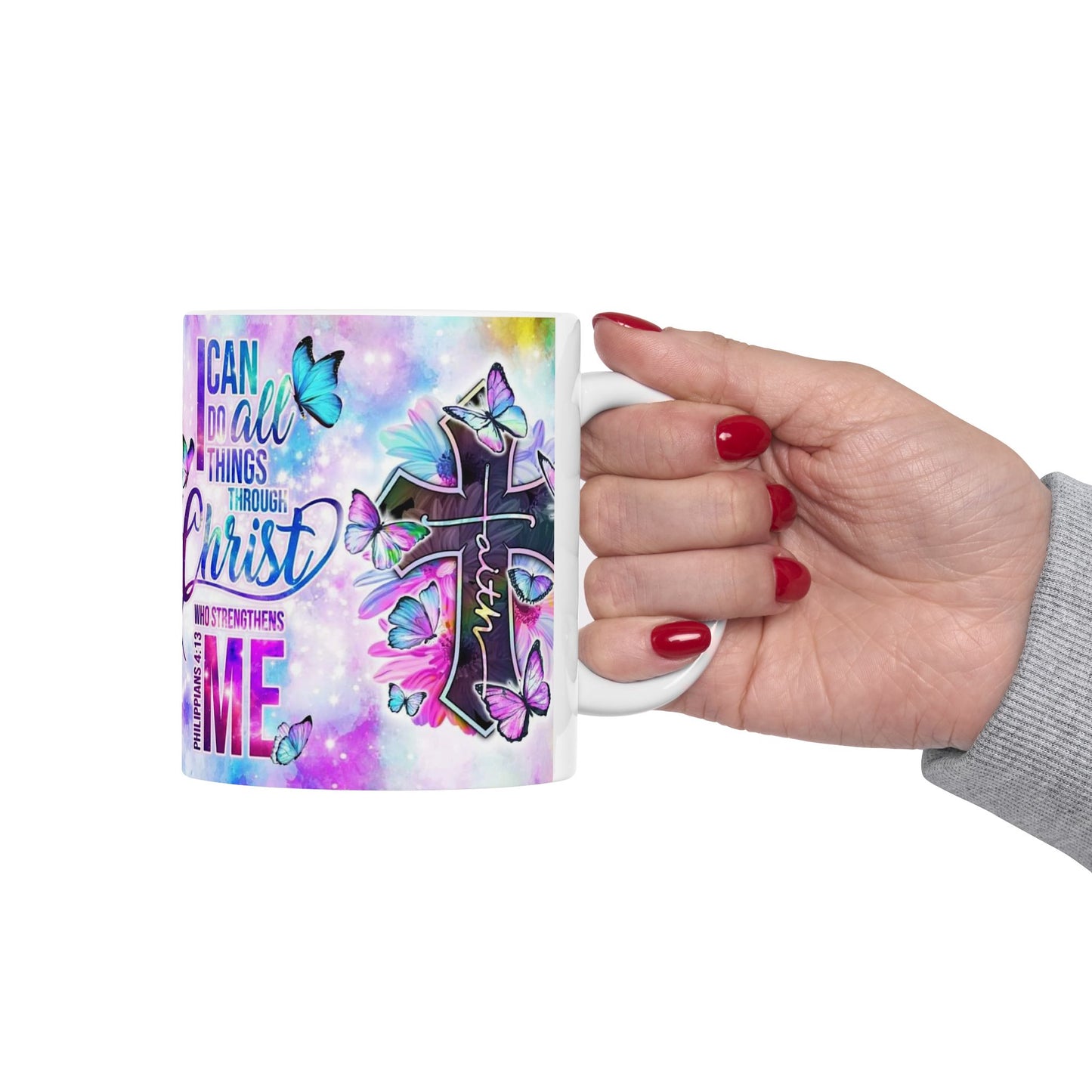 Inspirational Ceramic Mug - "I Can Do All Things Through Christ" - Faith & Motivation Gift
