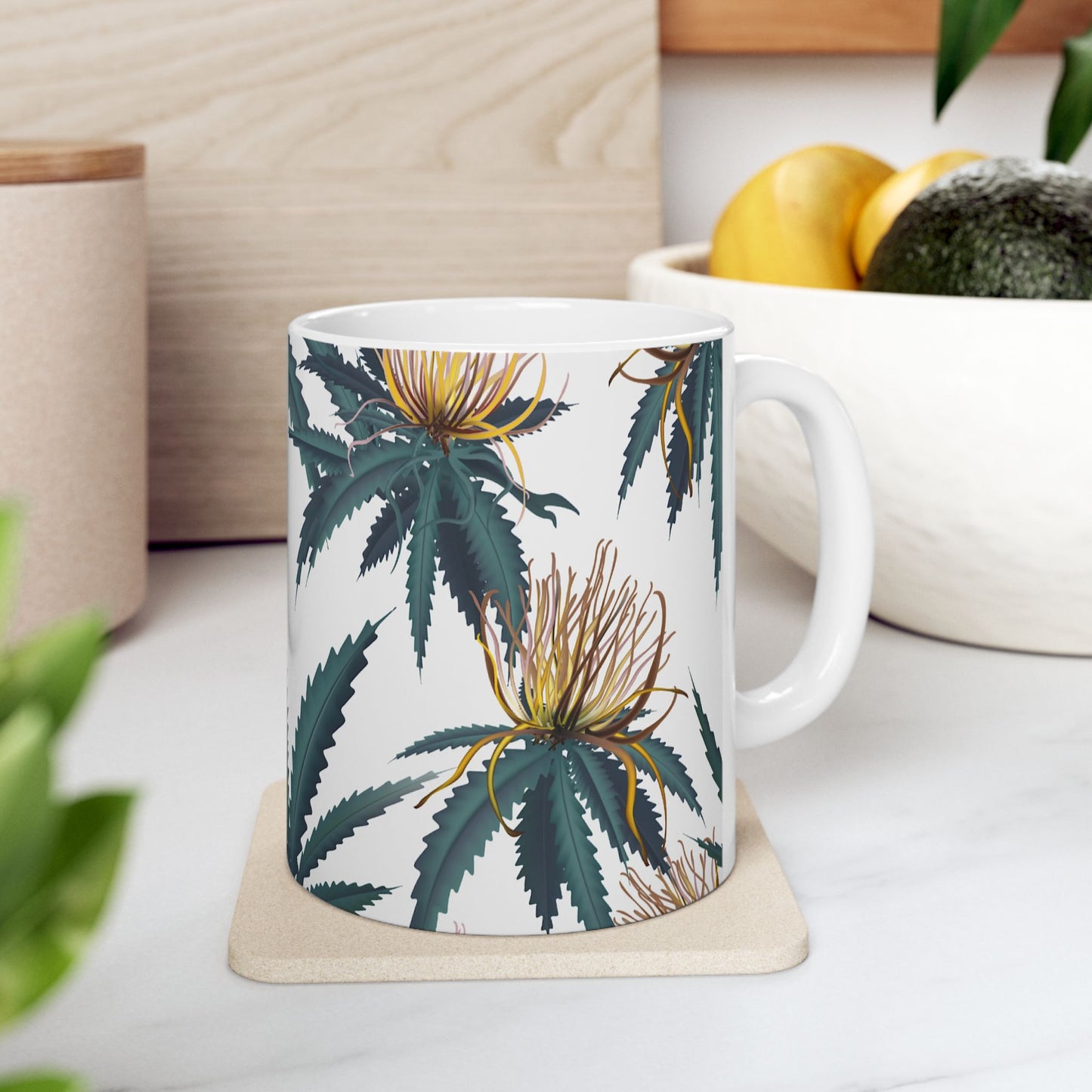 Botanical Greenery Ceramic Mug - 11oz Perfect for Coffee & Tea Lovers