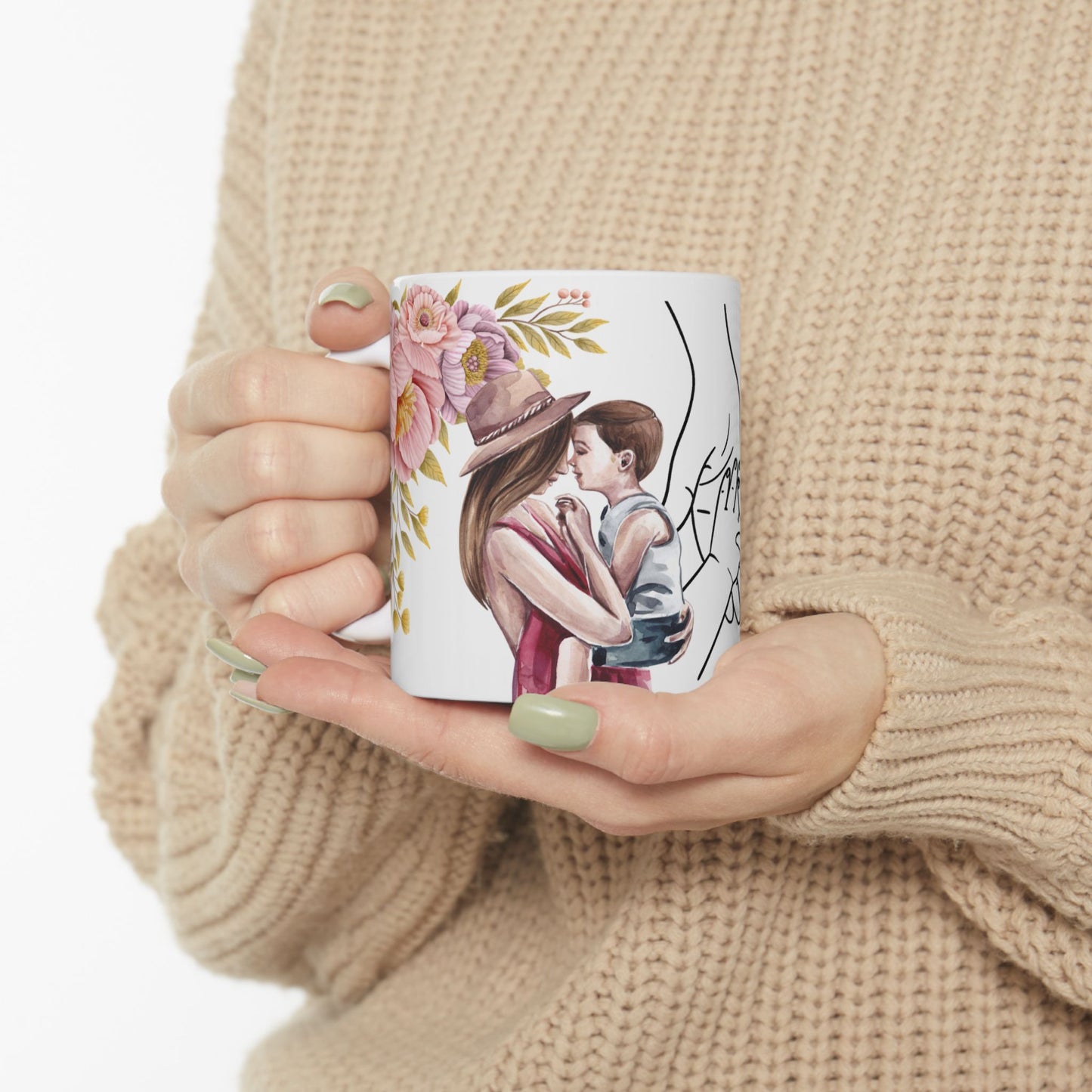 Romantic Floral Ceramic Mug | 11oz Perfect Gift for Couples