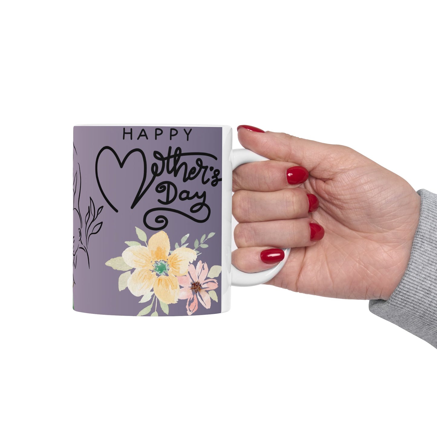 Floral Mother's Day Ceramic Mug - Perfect Gift for Mom, Elegant Tea Cup, Personalized Coffee Mug, Birthday Present, Housewarming Gift