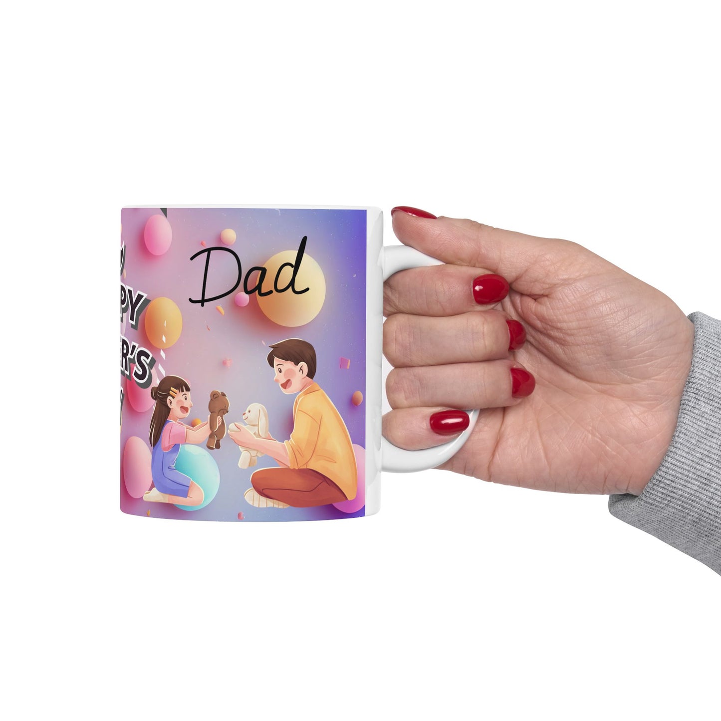 Happy Father's Day Ceramic Mug - Cute Design for Dad